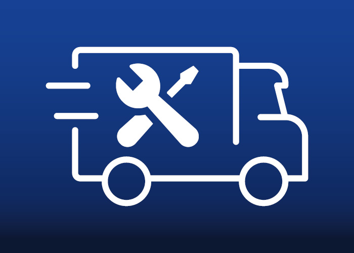 Küchen Industrieverkauf • Icon Lieferwagen mit Werkzeug Symbol • Meyerhoff