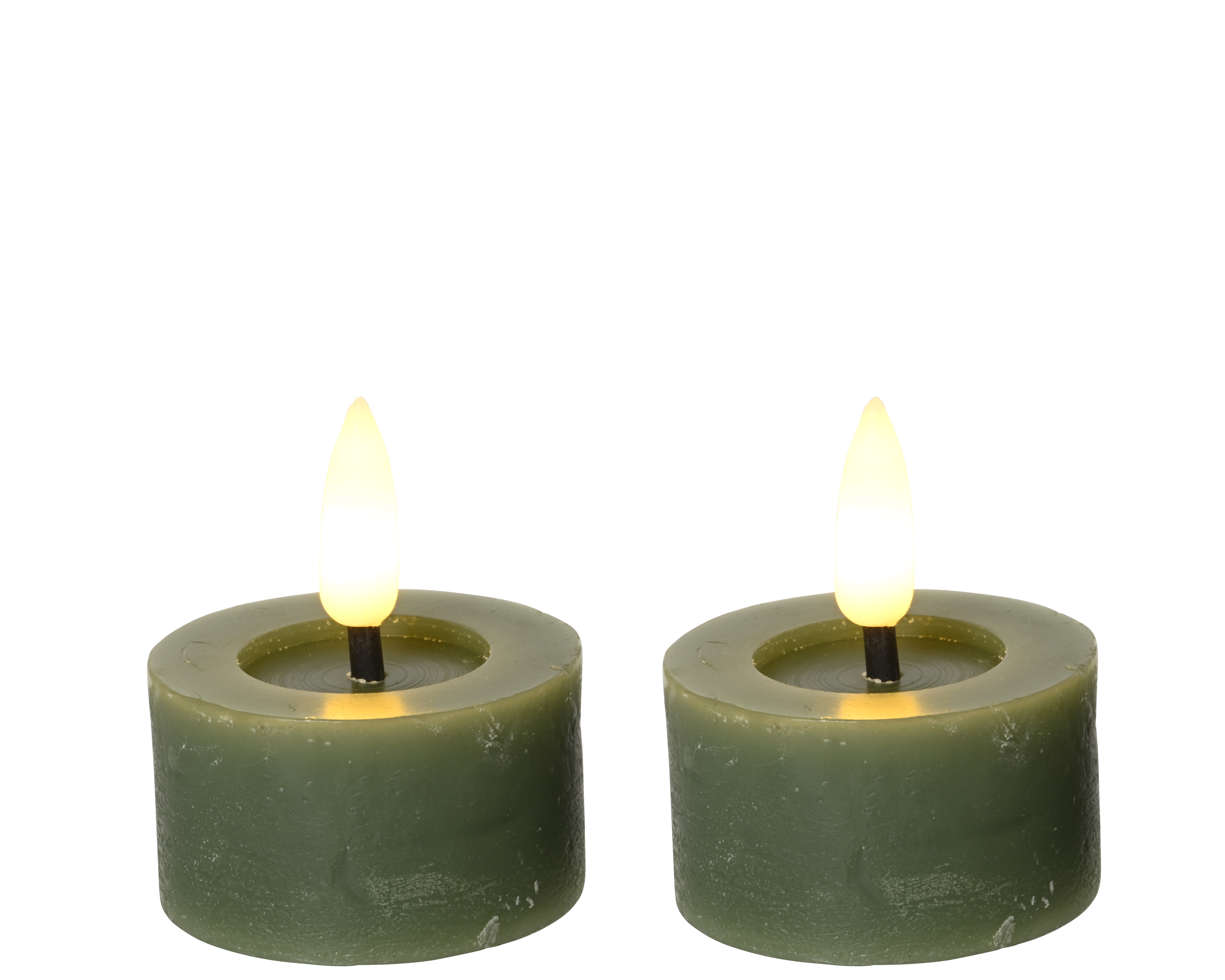 LED Teelicht Wachs - grün/warmes weiss, Wachs, Ø4.40-H5.20cm-1L
