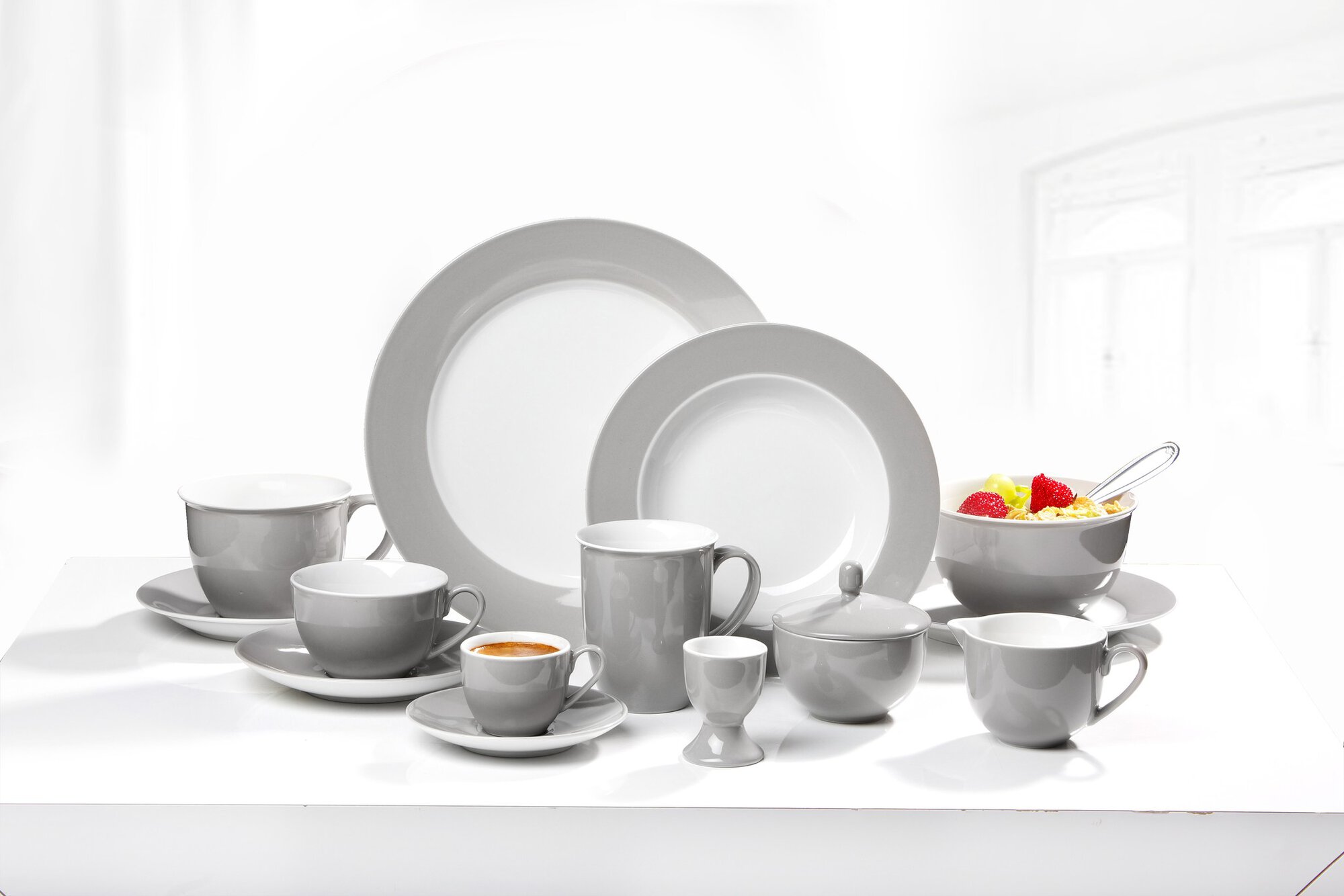 Untertasse Doppio Grau 16 cm - Porzellan, sü