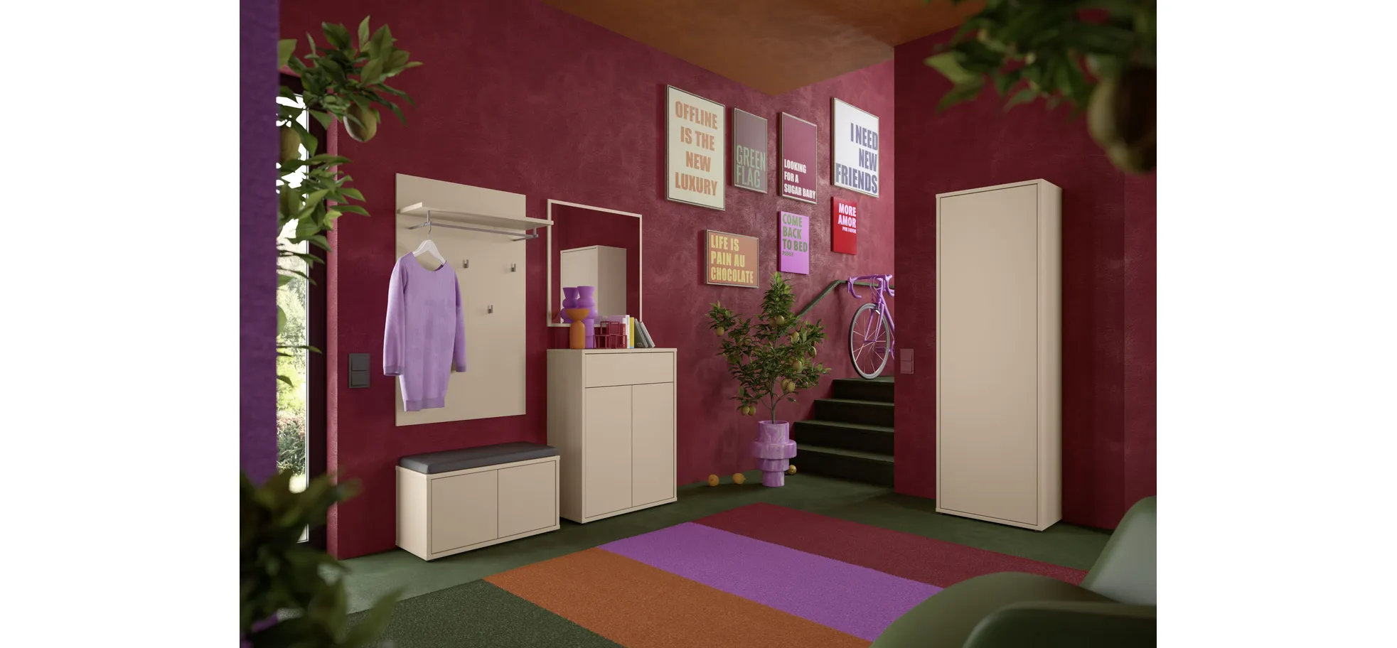 Garderobenschrank, Dekor sand - Faid