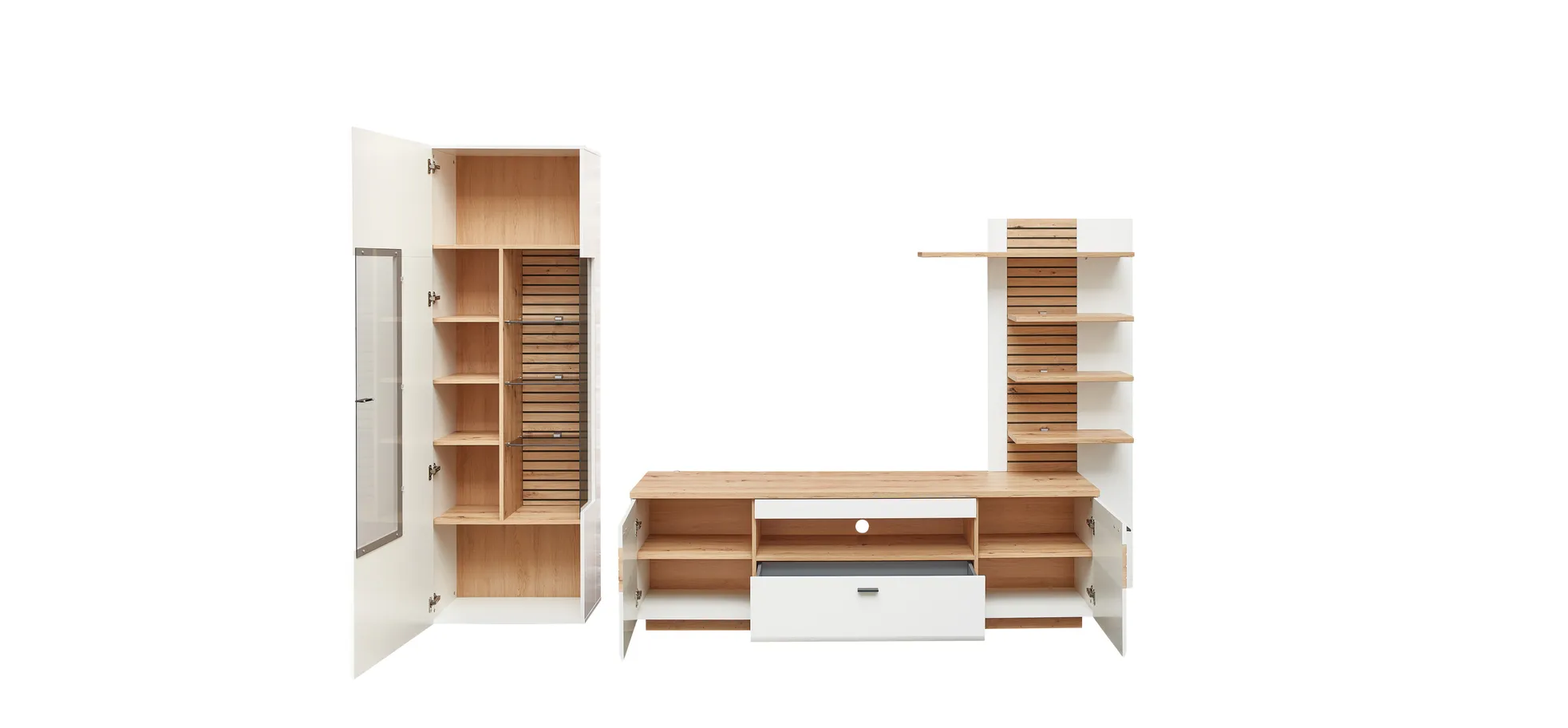 Wohnwand, Weiß, Artisan Eiche - LS23 Duron