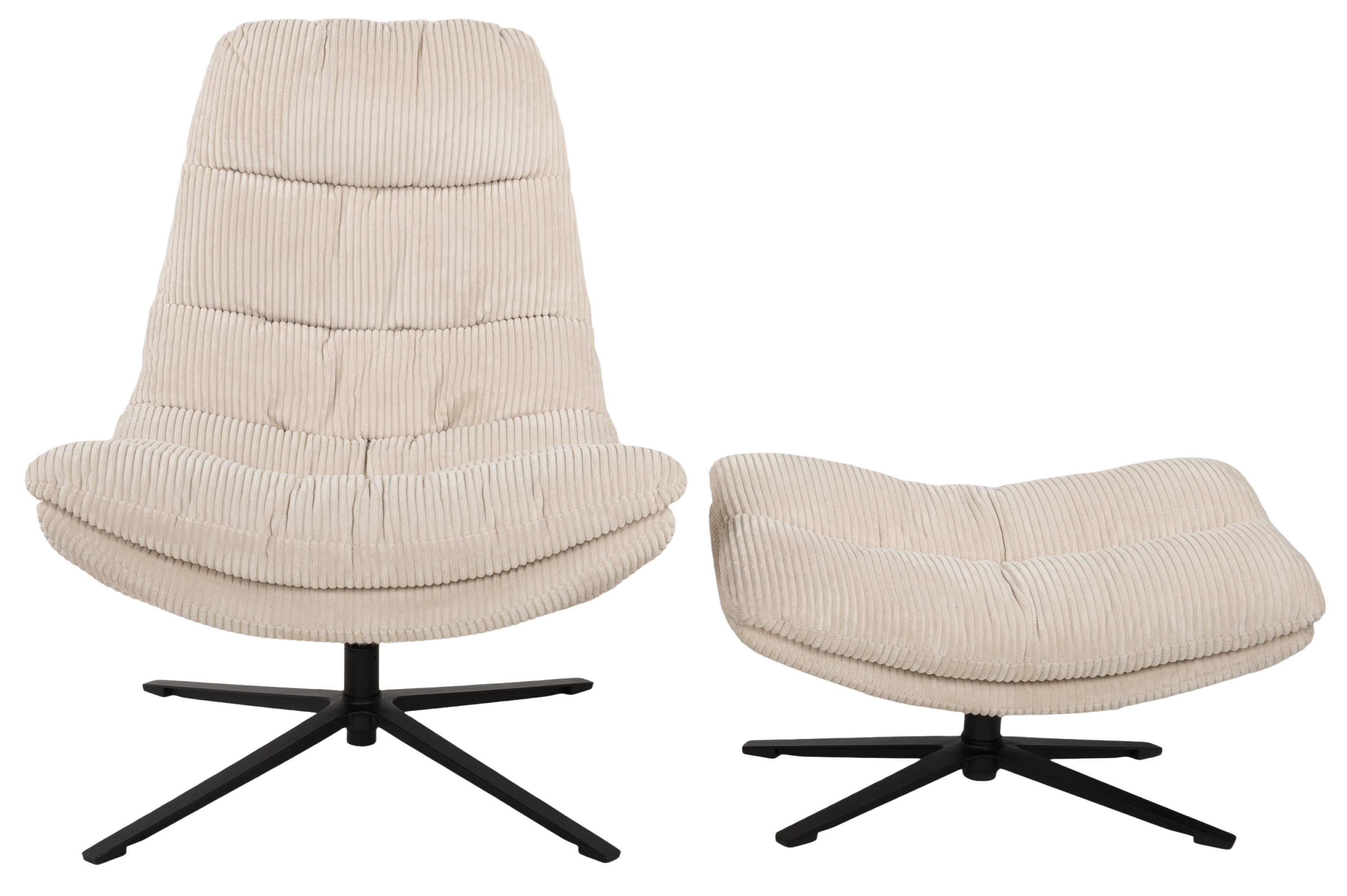 Relaxsessel mit Hocker, Cord beige - Duane