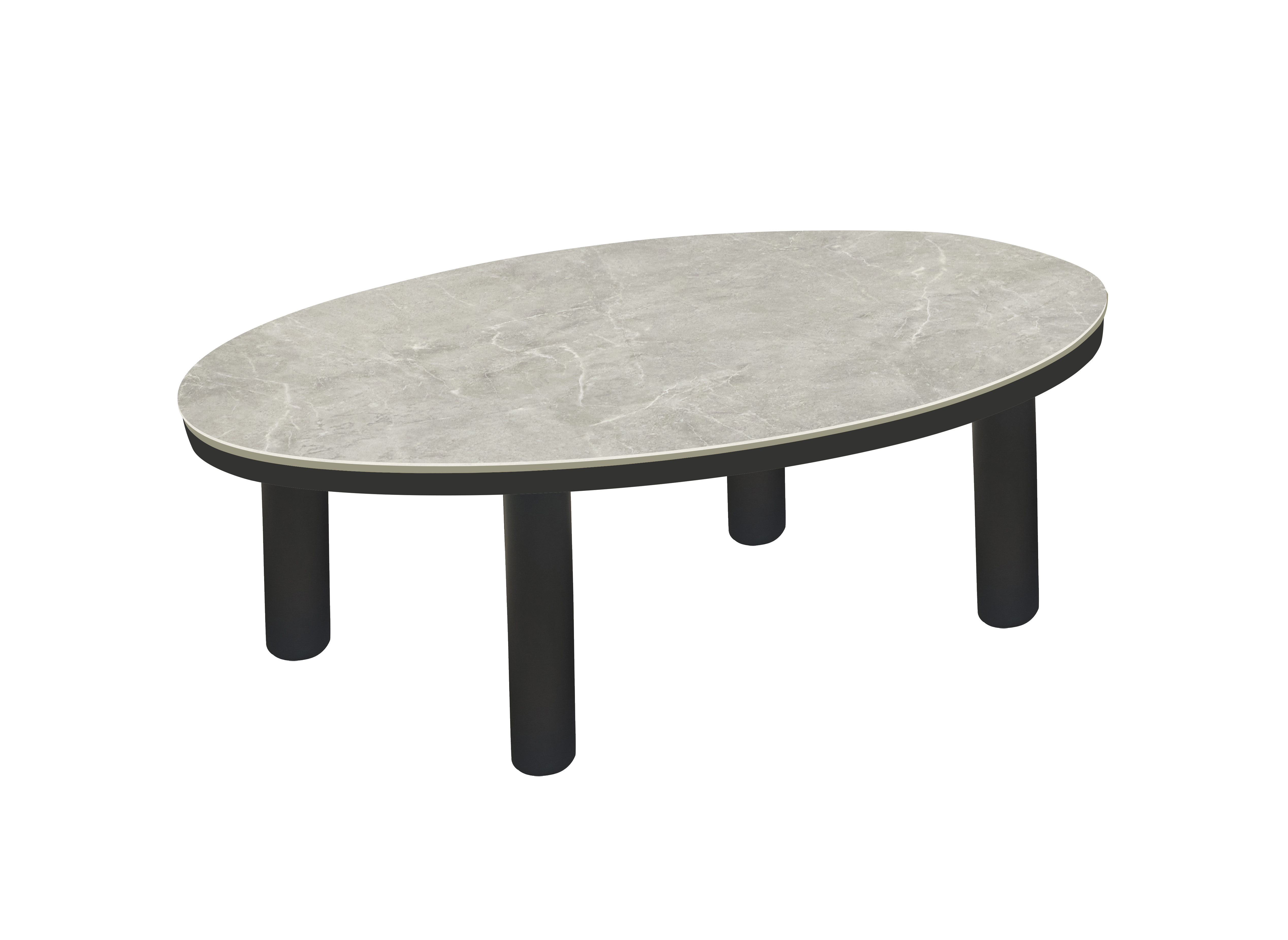 Couchtisch, Outdoor, oval, Beton-Optik - Puerto
