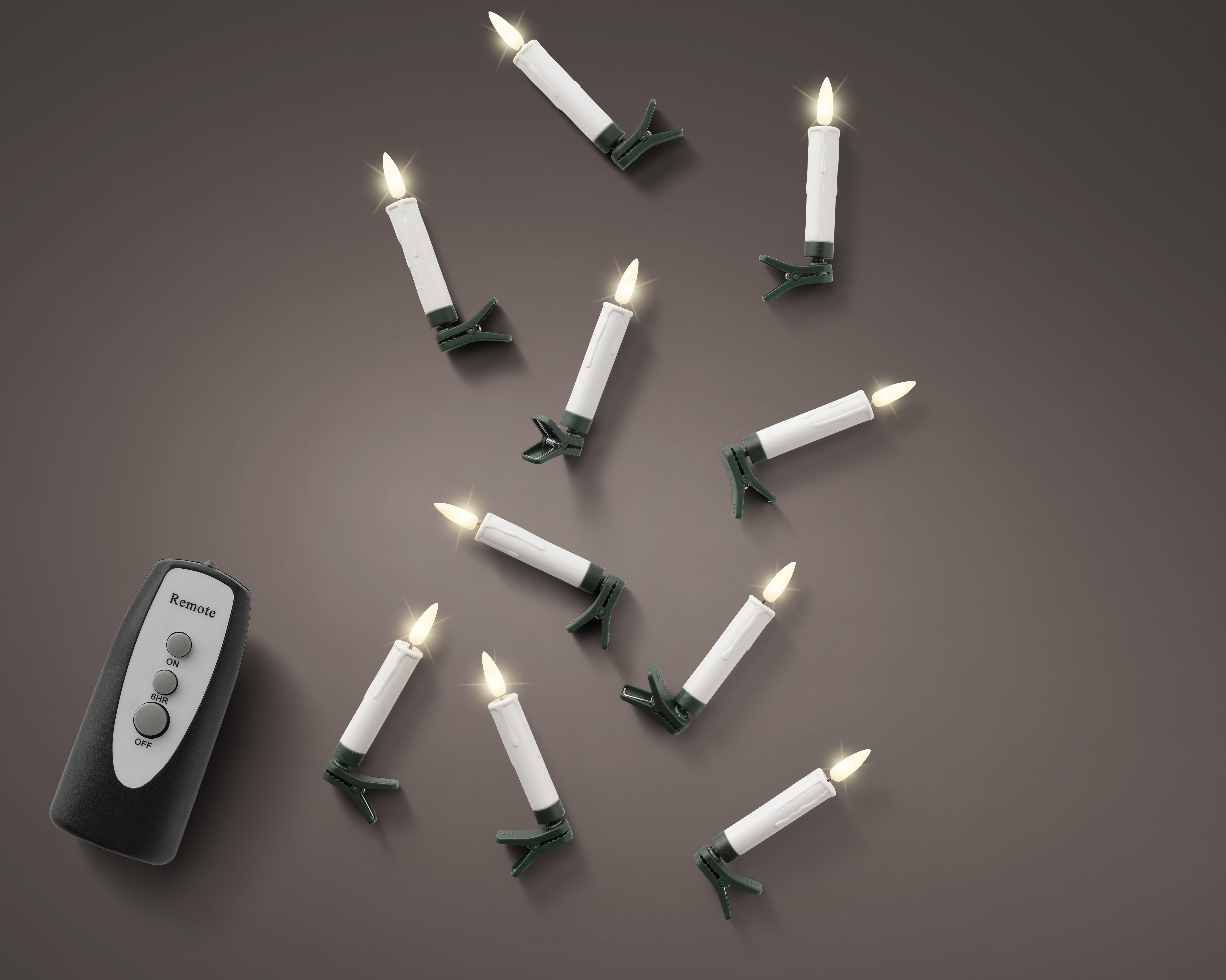 LED Kerze Wachs, Clip, 10-er m. Fernbedienung - weiss/warmes weiss, Plastik, Ø1.5-H10cm-1L