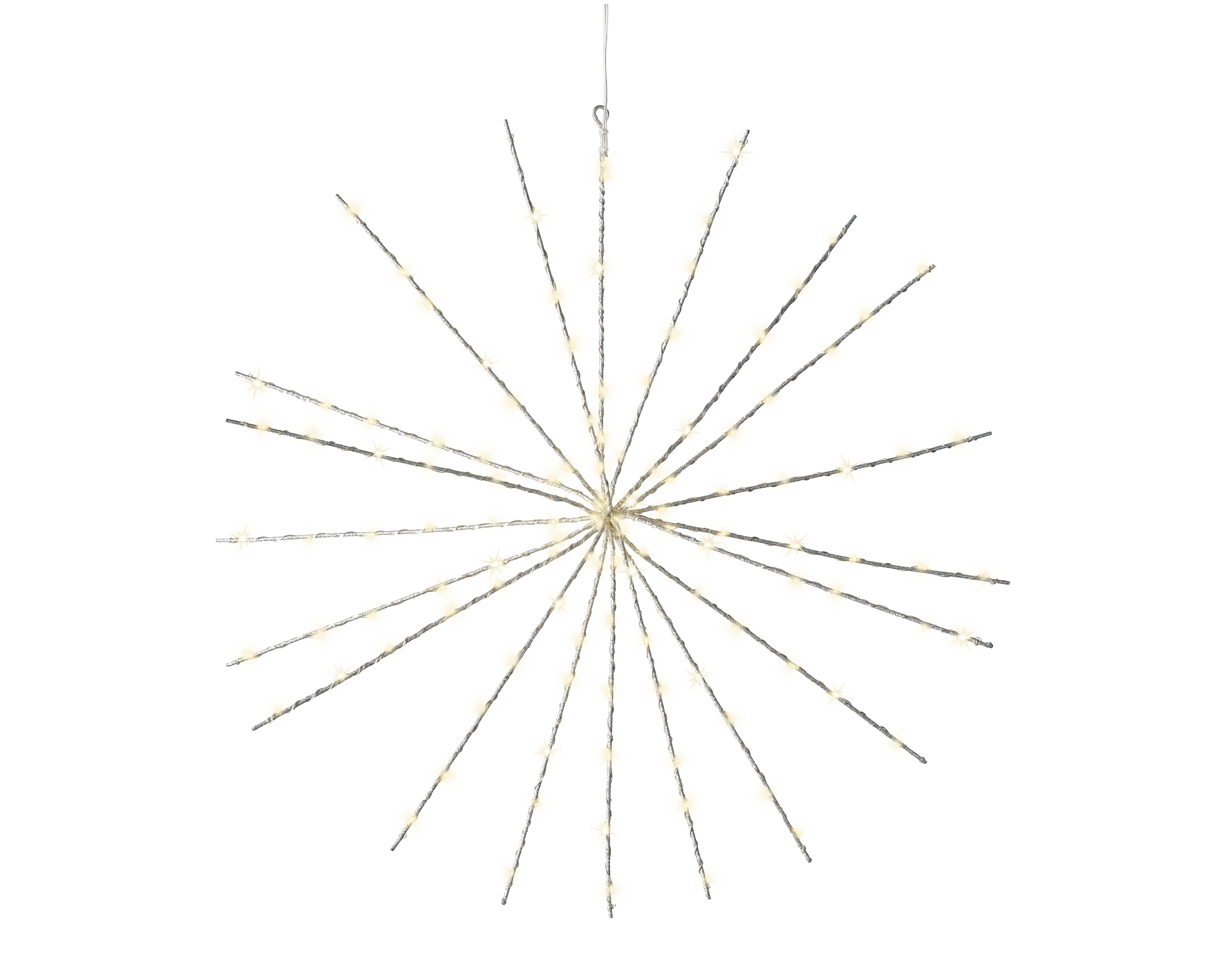 LED Polarstern Lichterkette - silber/warmes weiss, Metall, Ø55cm-130L