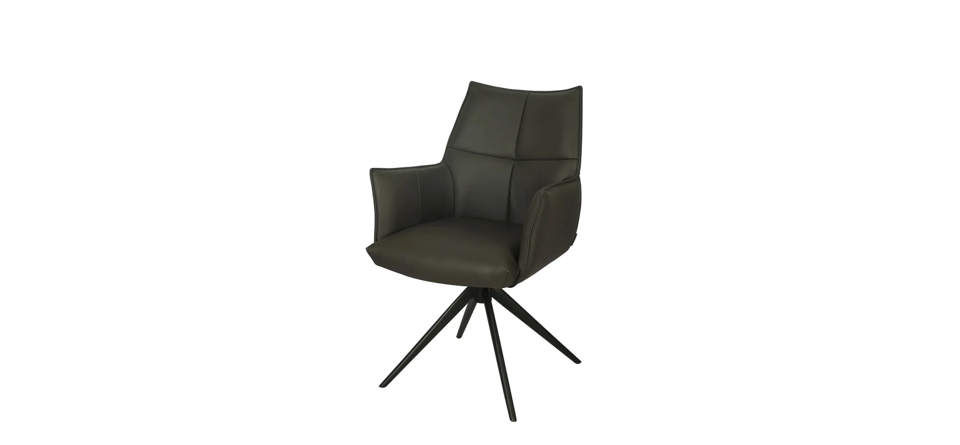 Armlehnstuhl, Leder Chocolate, drehbar - Makana