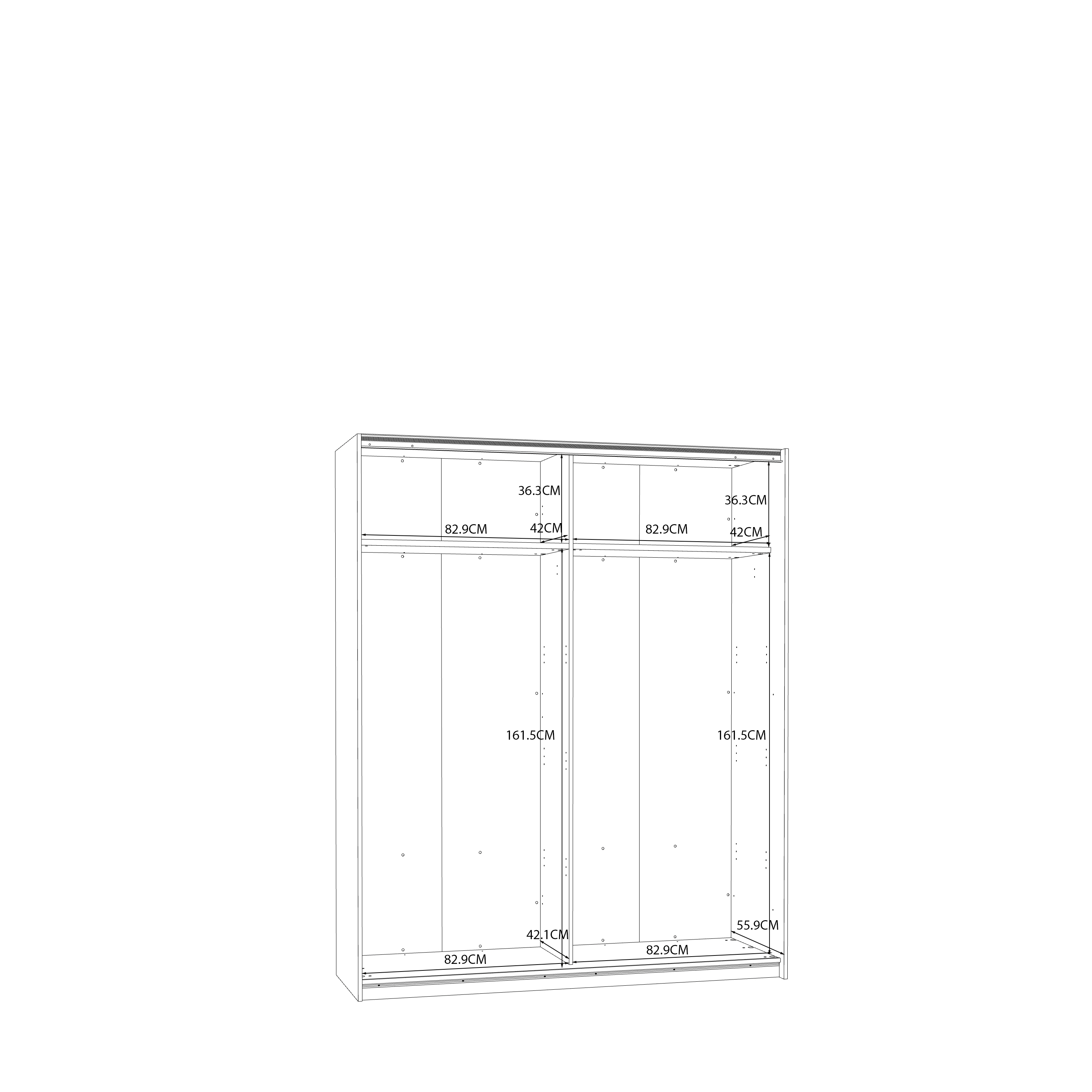 Schwebetürenschrank, 170x210, Front Hgl. - FREINSHEIM