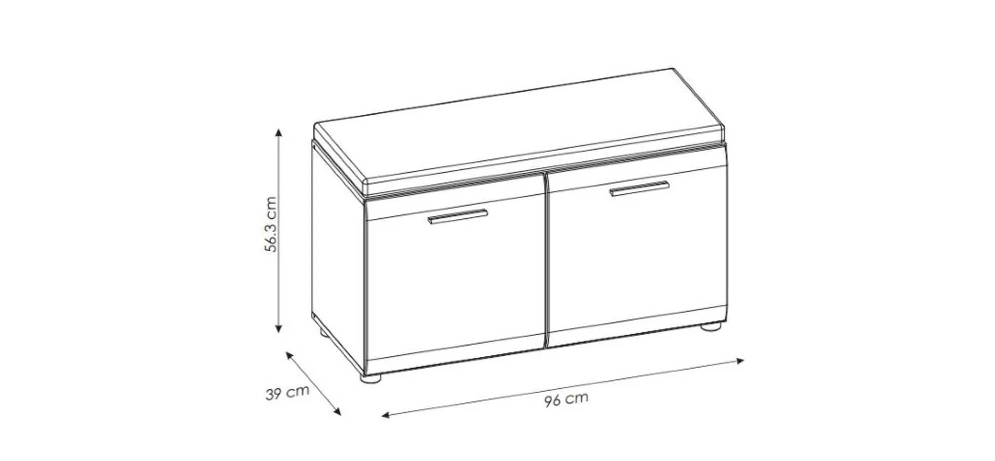 Schuhbank, MDF weiß hochglanz - Werena