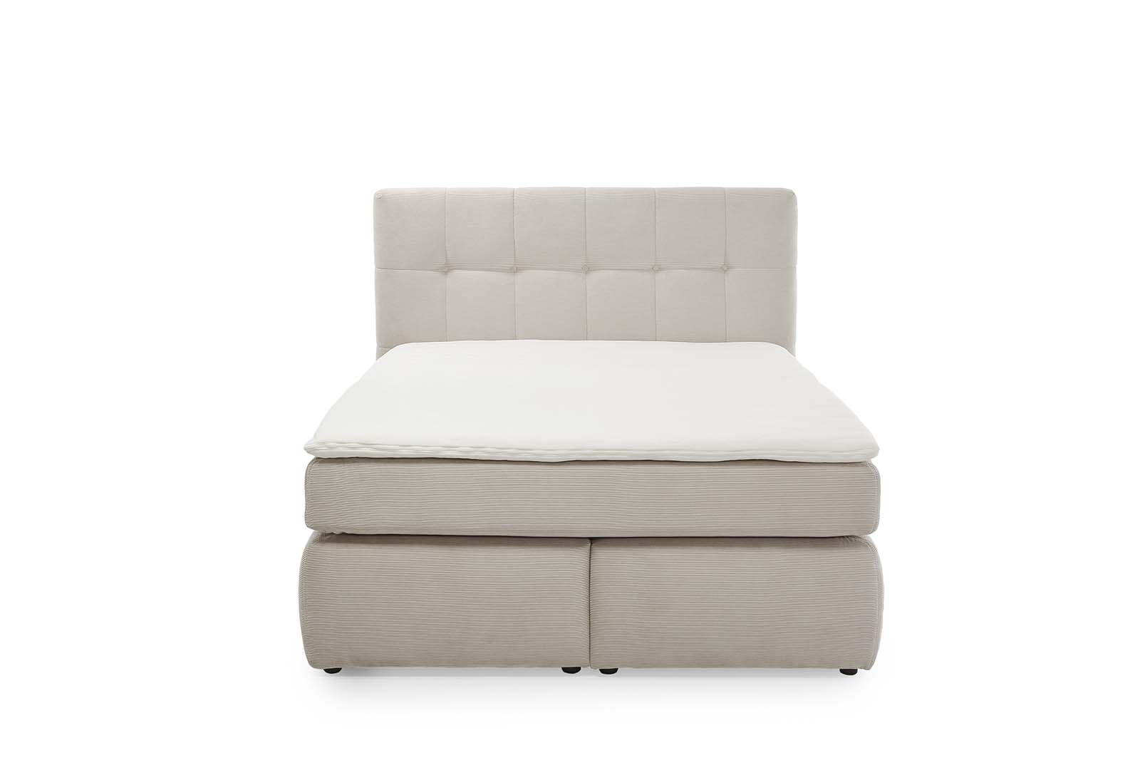 Boxspringbett, Feincord beige, - Janah