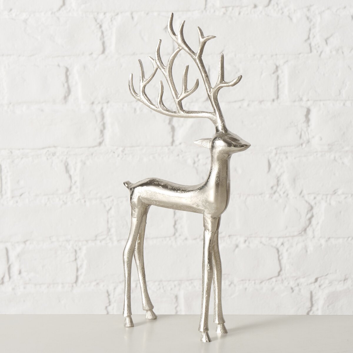 Figur Rupert, Hirsch - H 36,50 cm, Aluminium, silber