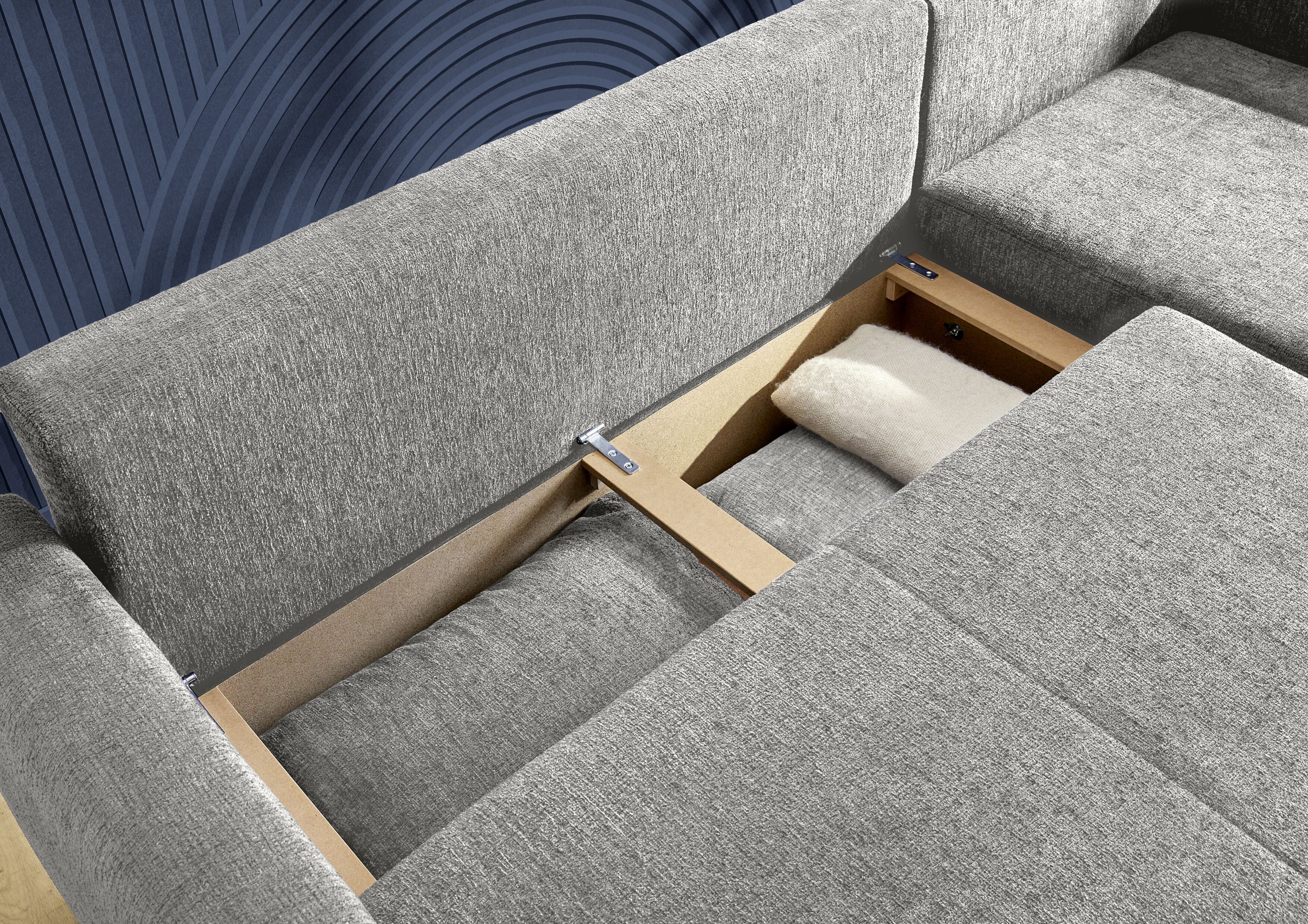 Ecksofa, grau, Stauraum - MyStyle 2175