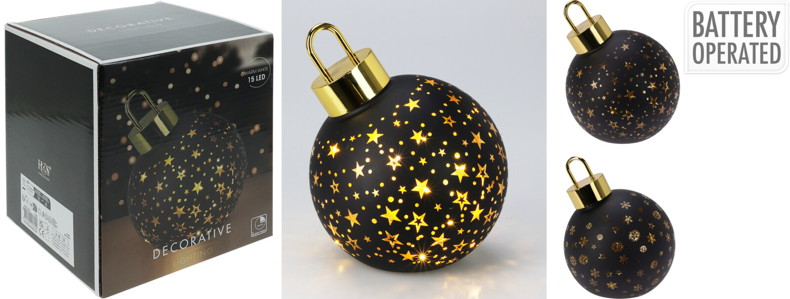 Leuchtkugel LED 15cm - schwarz