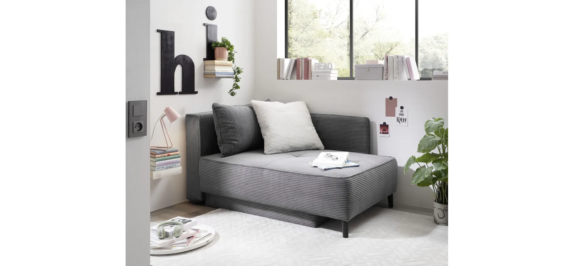 Sofa, Recamiere, Jadyn  - Querschläfer mit Stauraum