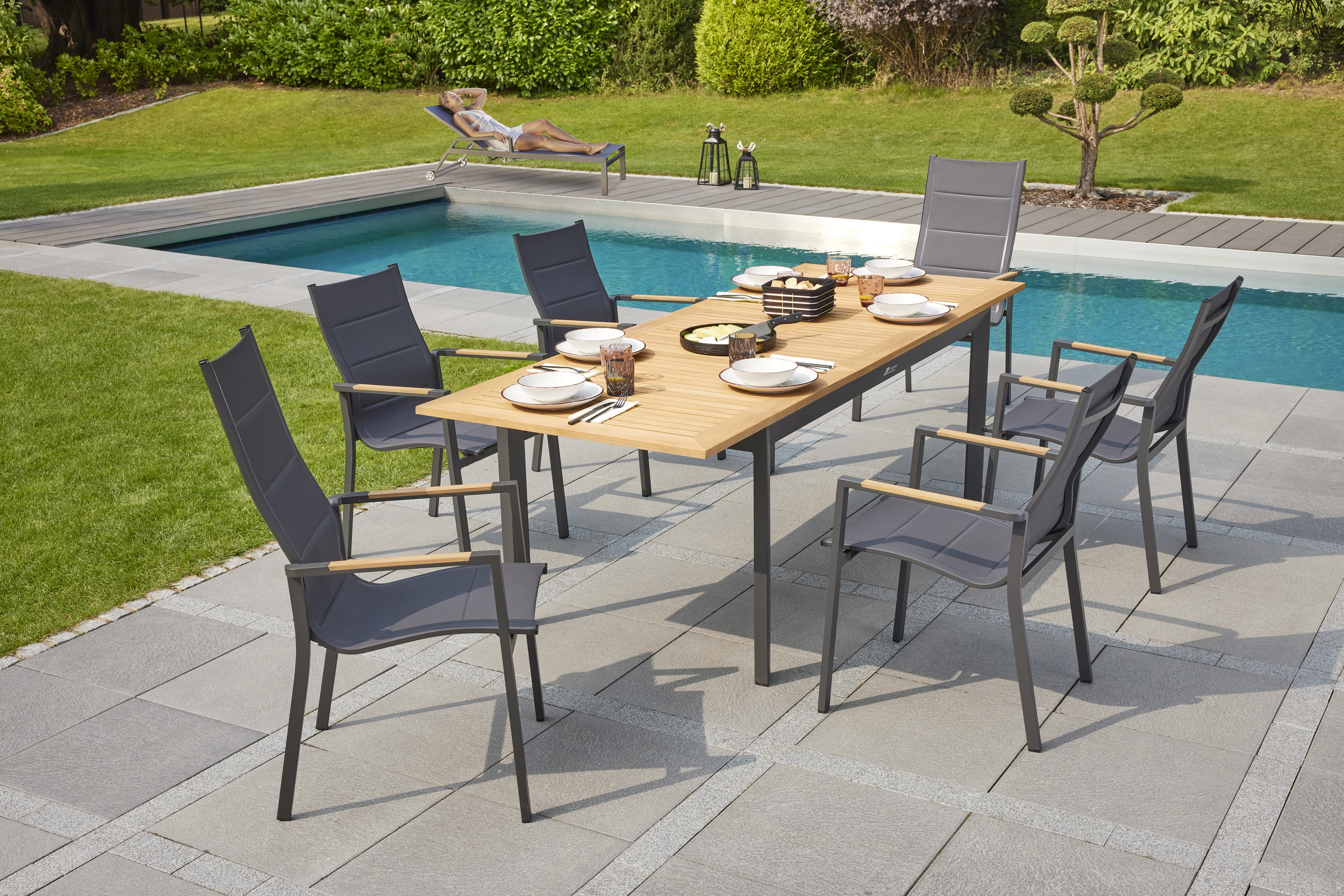 Stuhl,stapelbar, mit Armlehnen, Outdoor - Unicamo