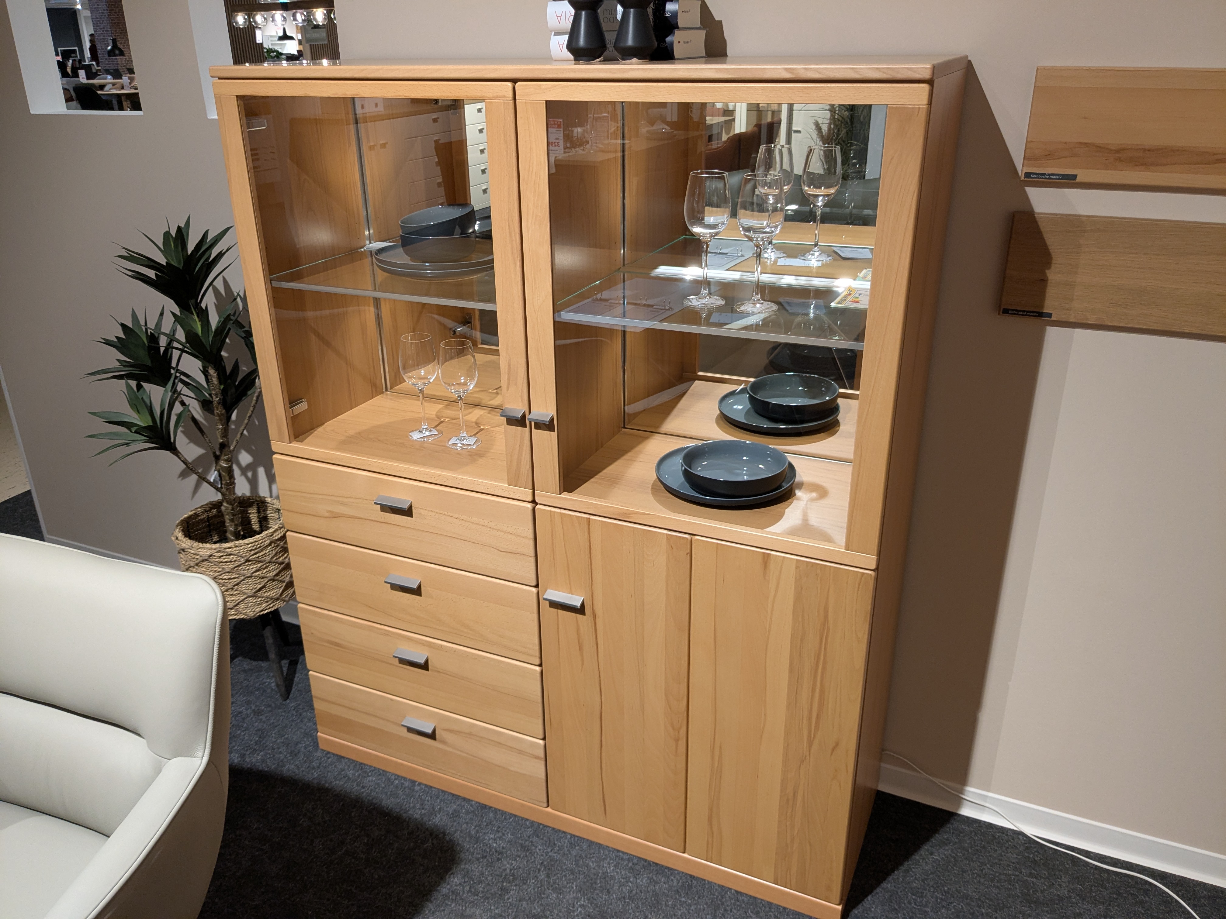 Highboard, Kernbuche massiv - FORTE