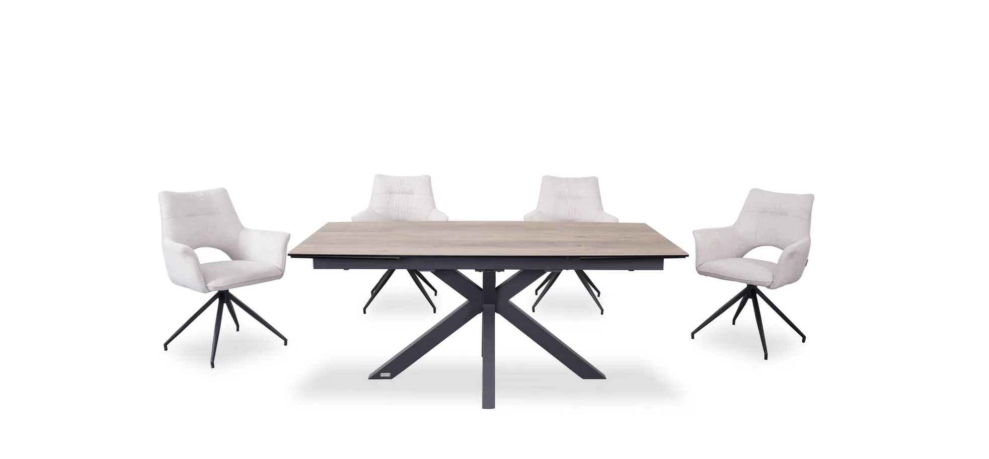 Vierfußstuhl mit Armlehnen, beige, drehbar - Maleen