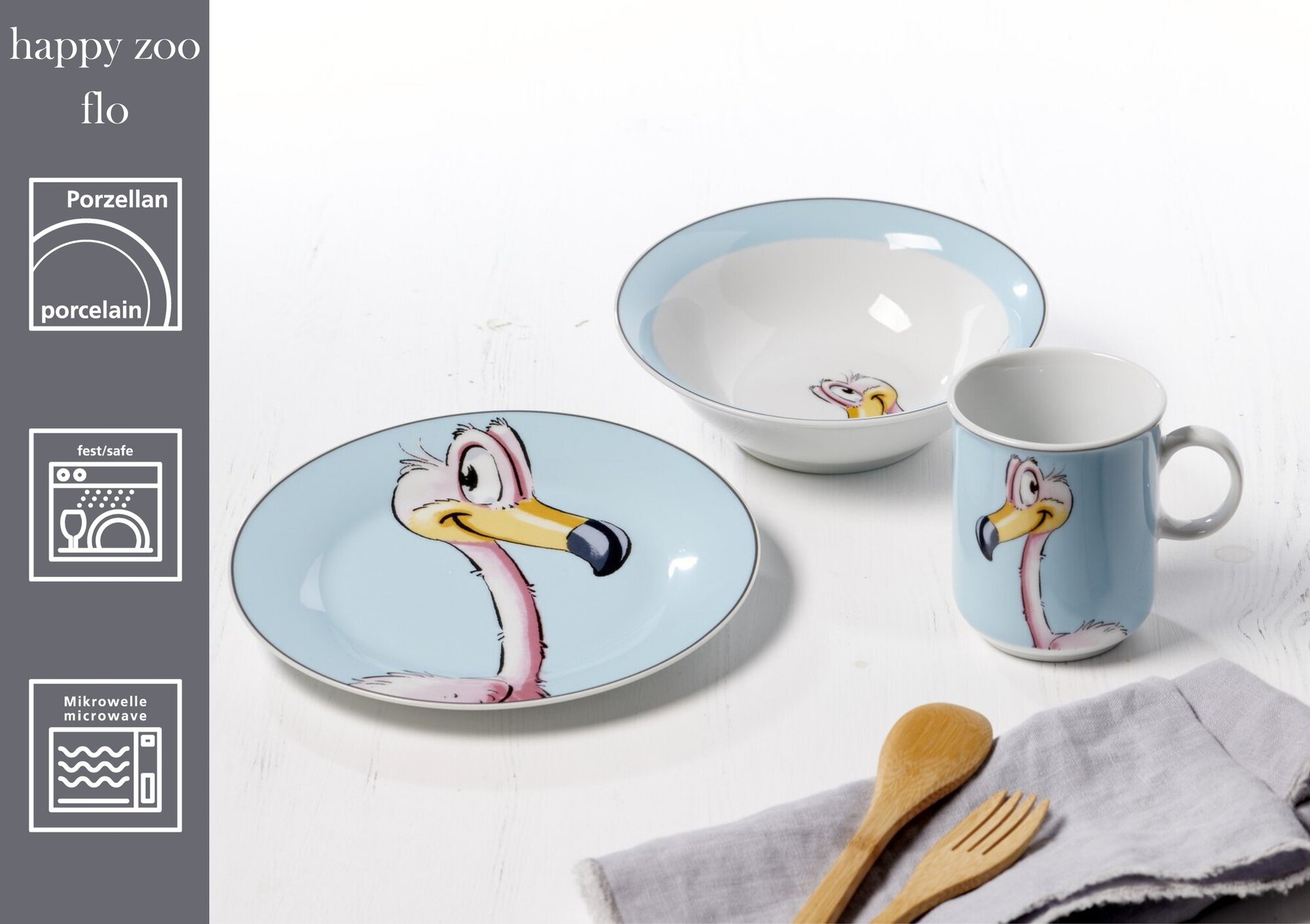 Teller Happy Zoo Flo 19 cm - Porzellan, spülmaschinenfest, rund