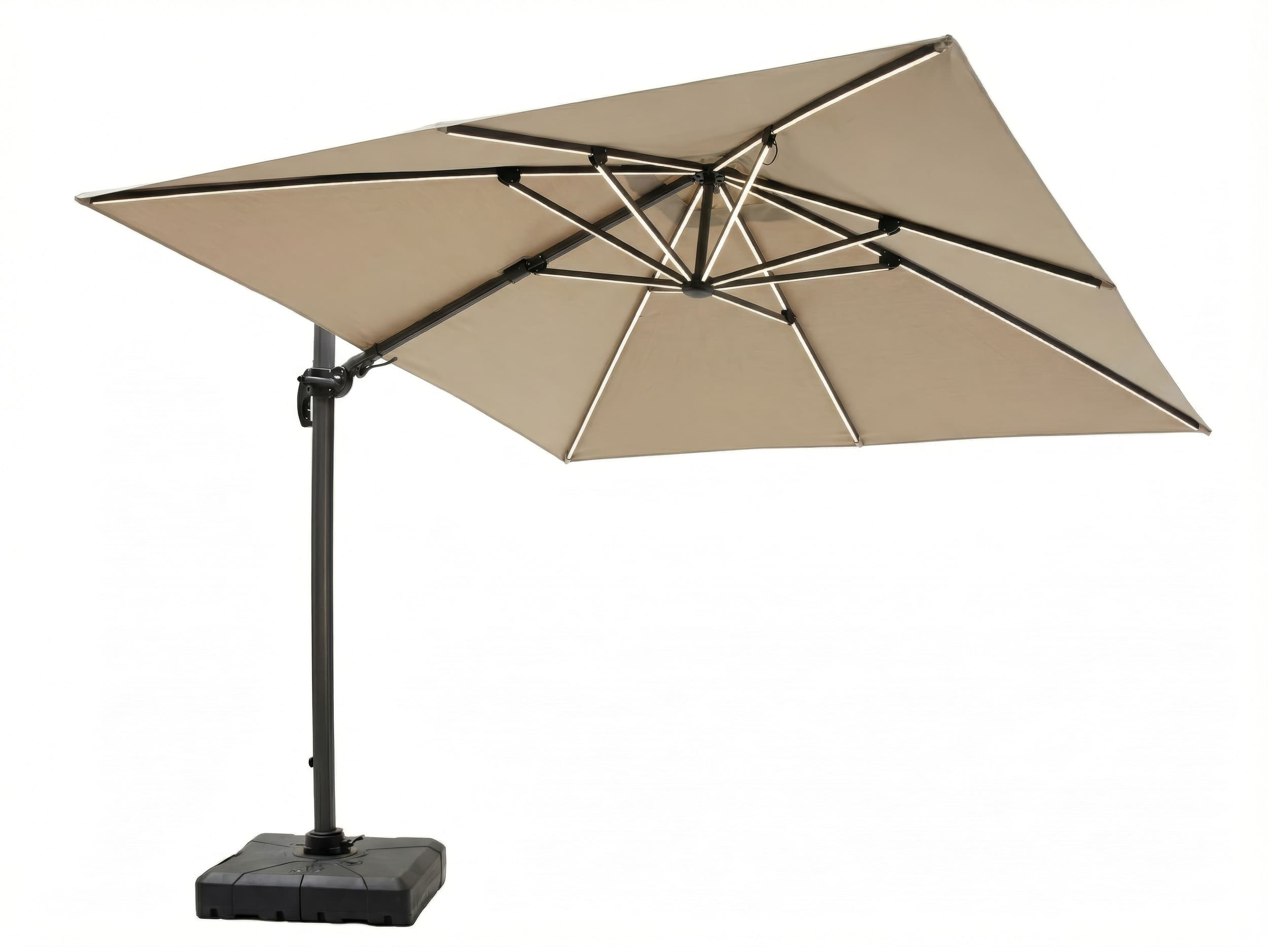 Ampelschirm, taupe, schwenkbar, drehbar - Sonnenschutz
