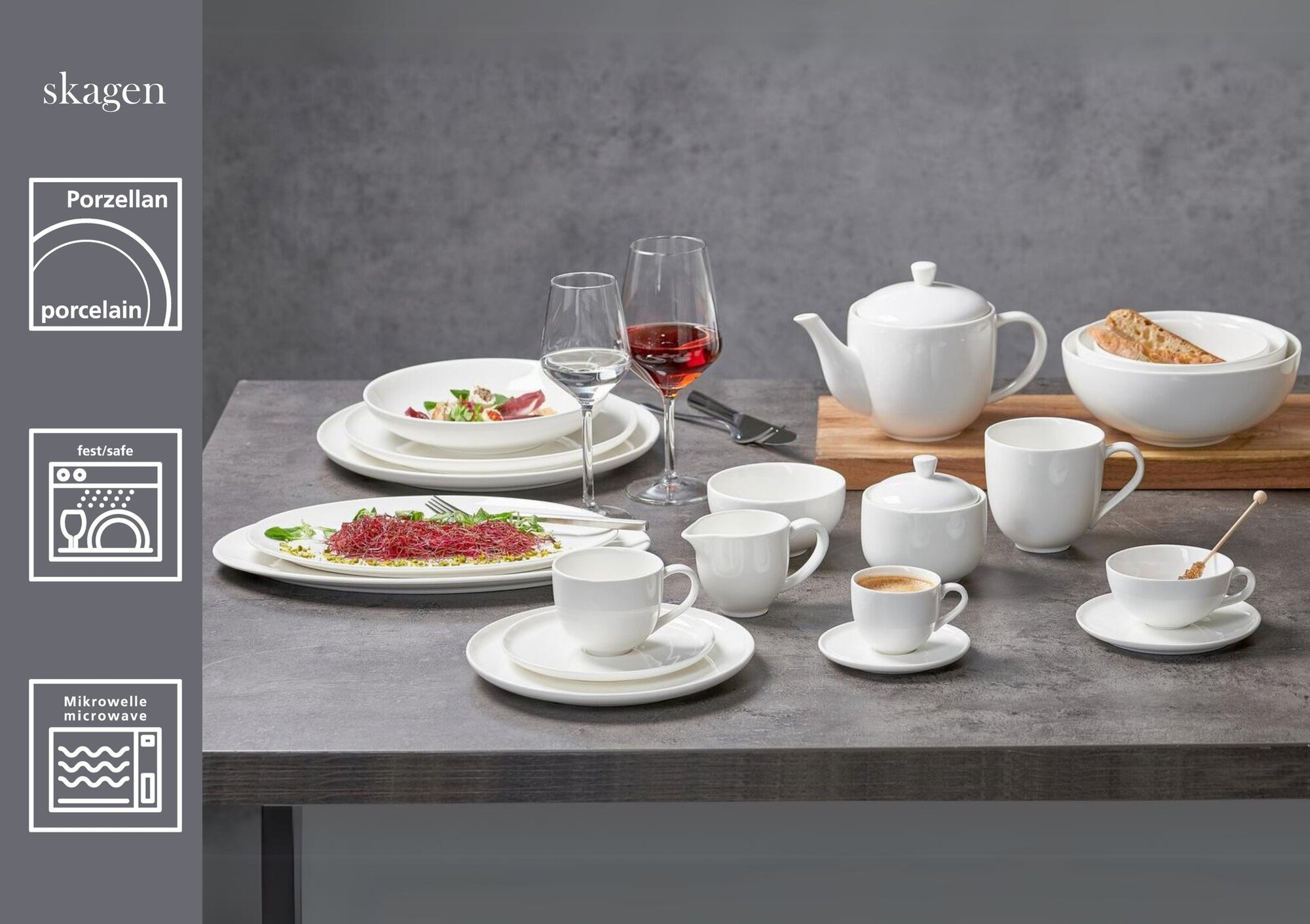 Tee-Untertasse Skagen Weiss 14 cm - Porzellan, spülmaschinenfest, rund, weiß