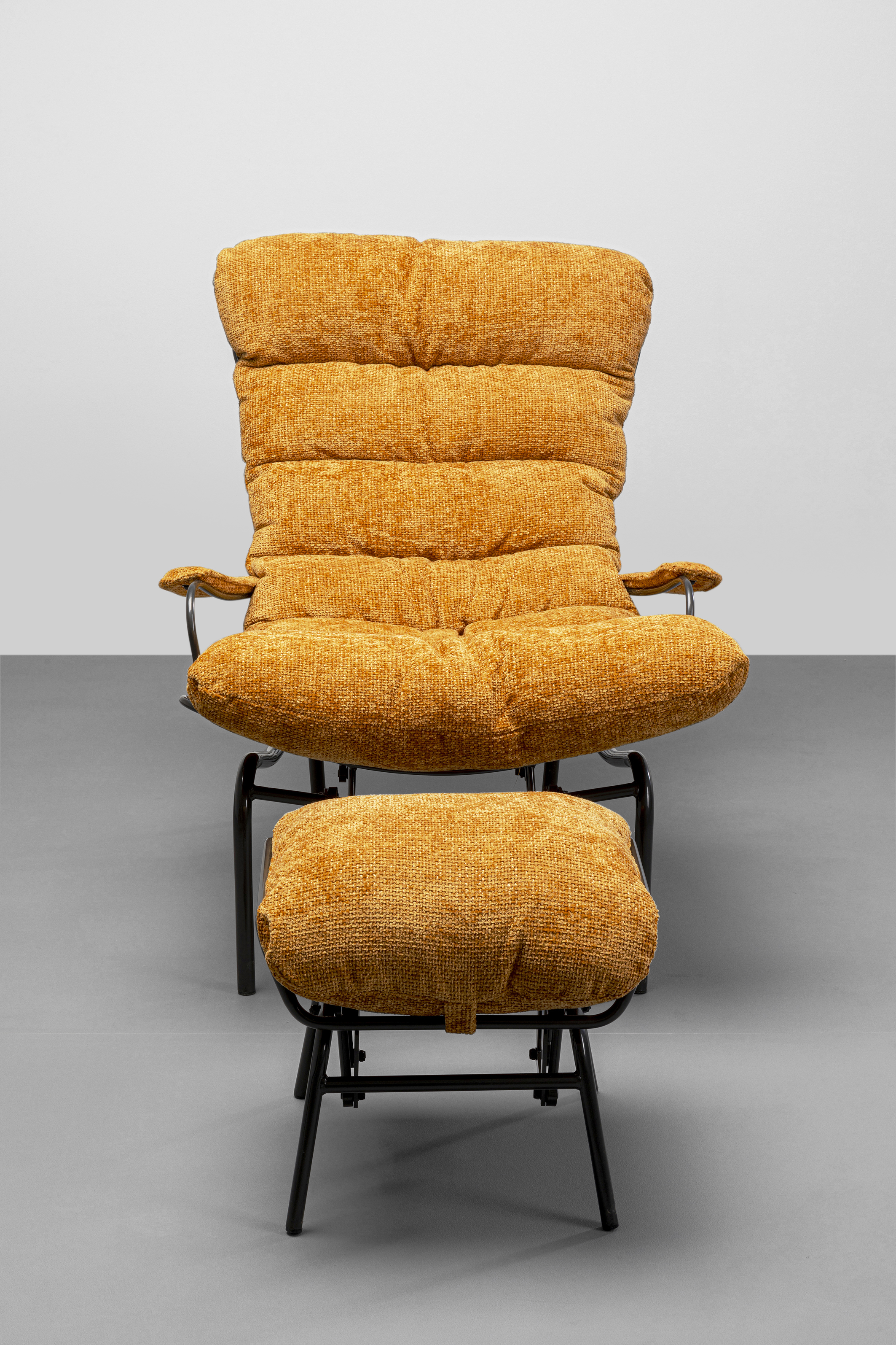 Sessel mit Hocker Vienna, Boucle gelb - Vienna