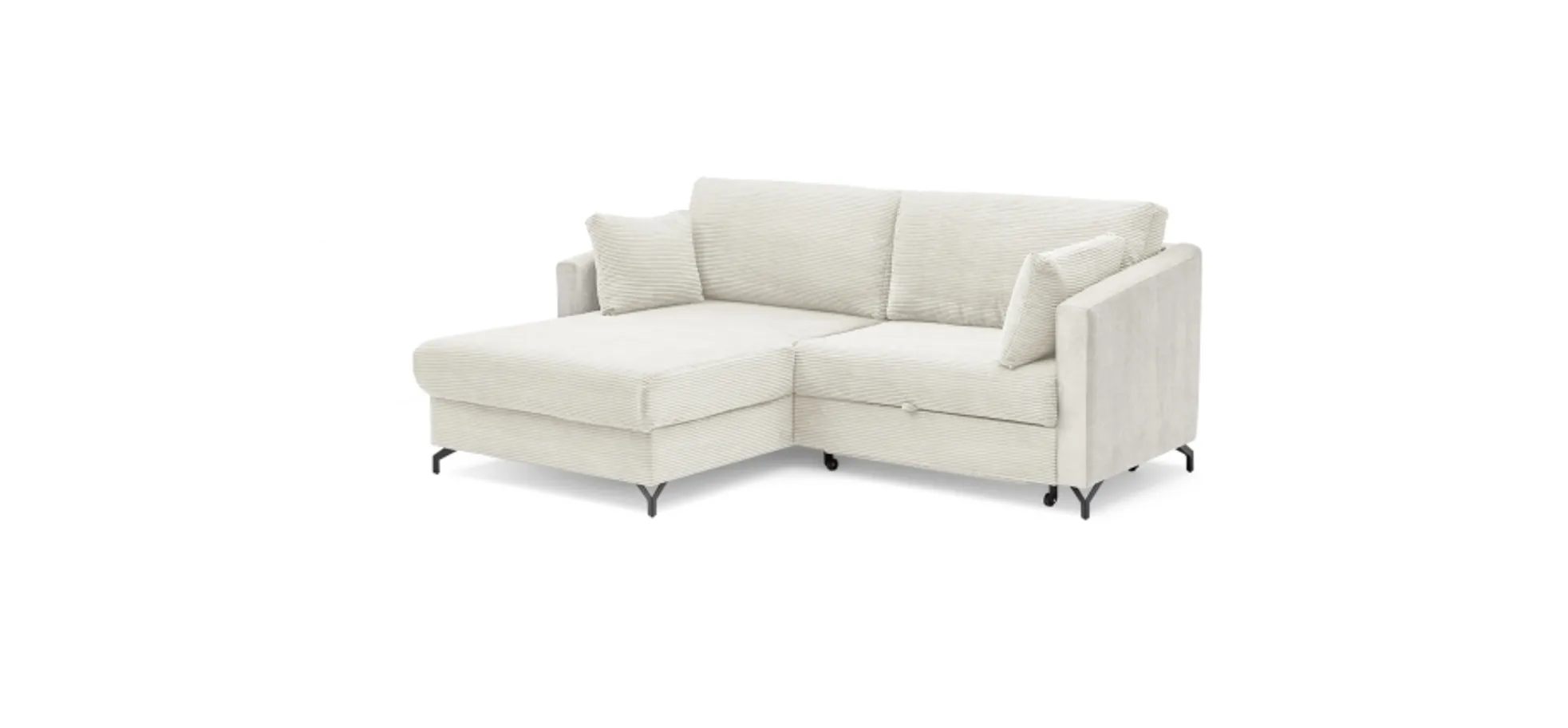 Ecksofa - 1,5-Sitzer, Ecke rechts inkl. Schlaffunktion und Bettkasten, Stoff, Beige