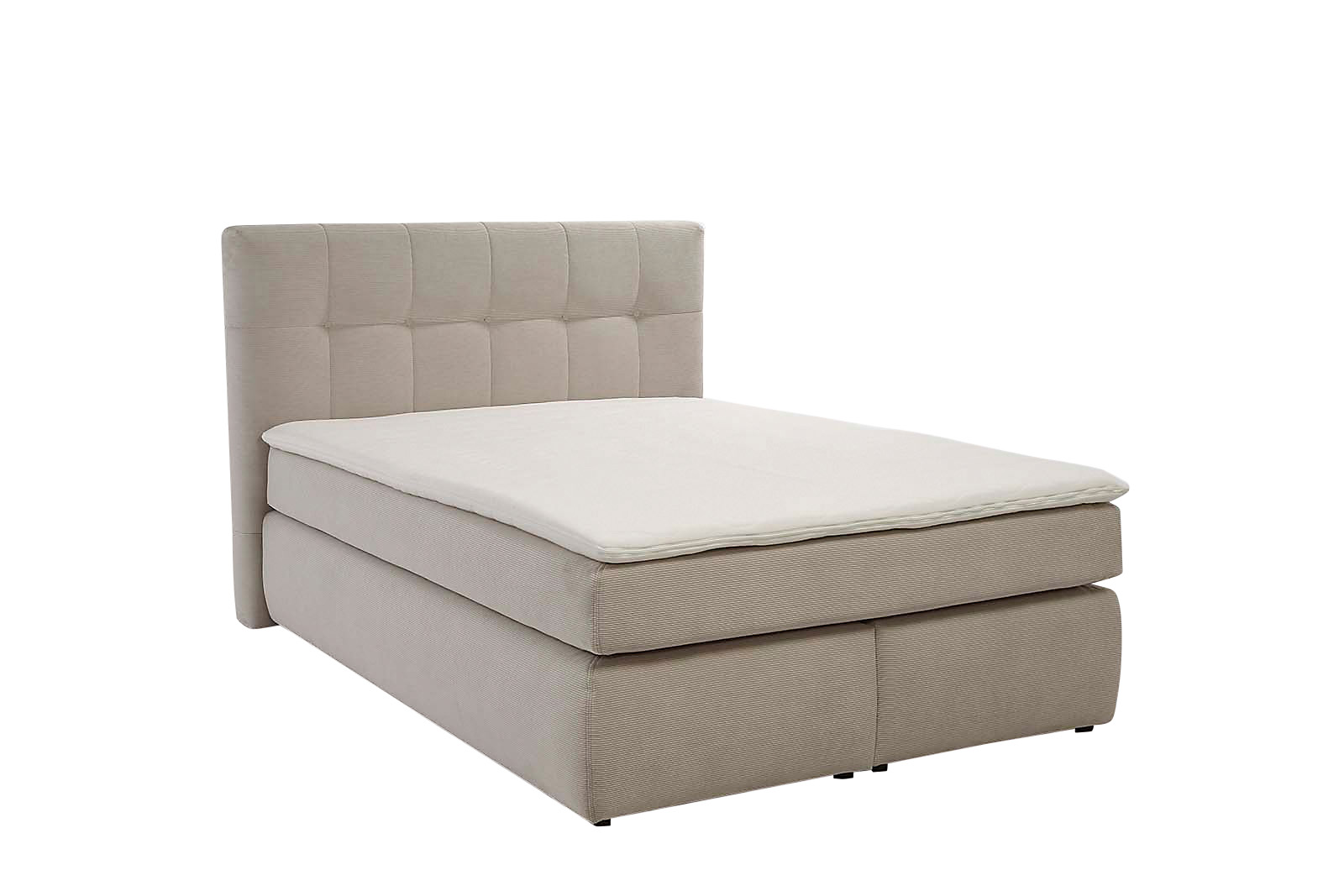 Boxspringbett, Feincord beige, - Janah