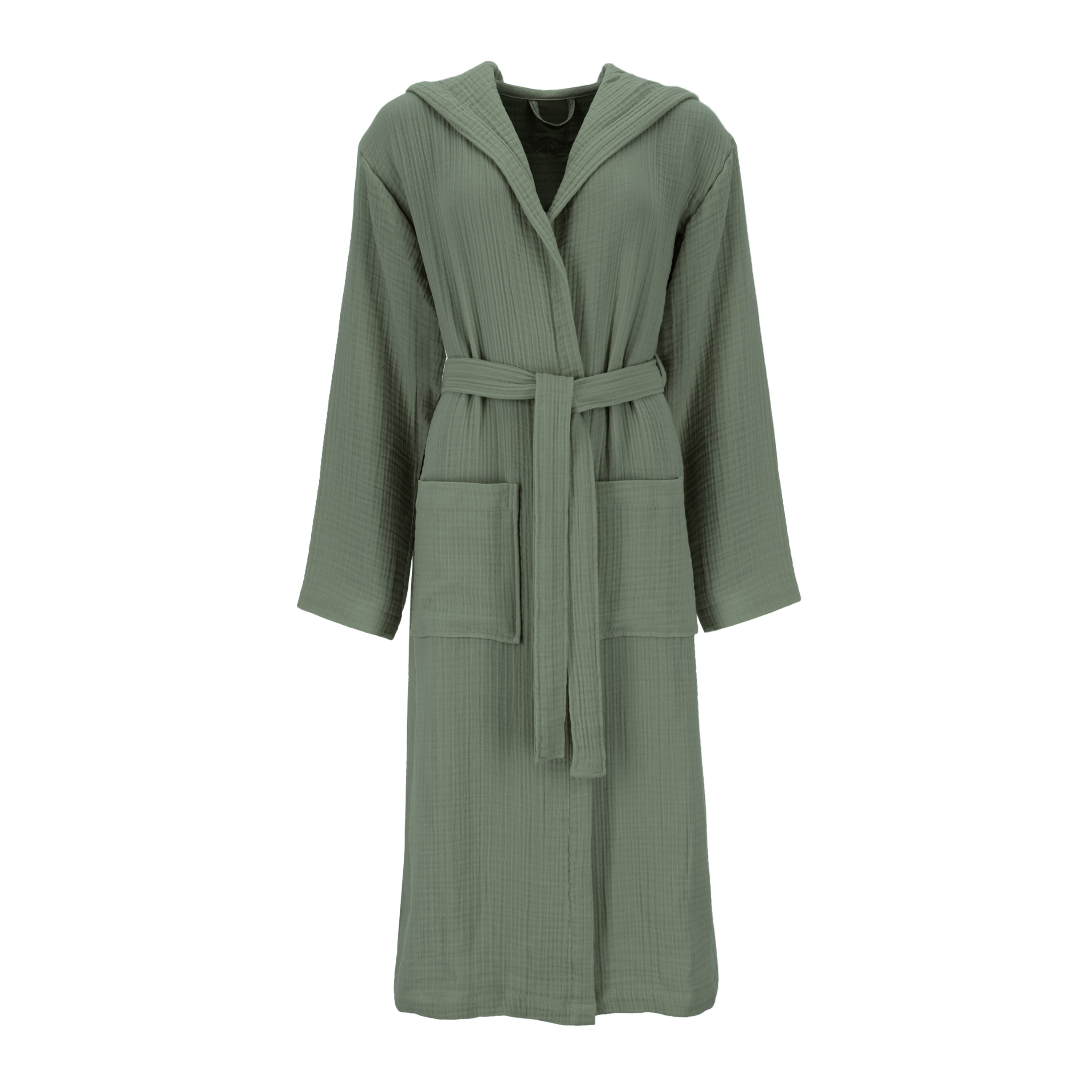Unisex Musselin-Bademantel green S/M - Mantel Silent