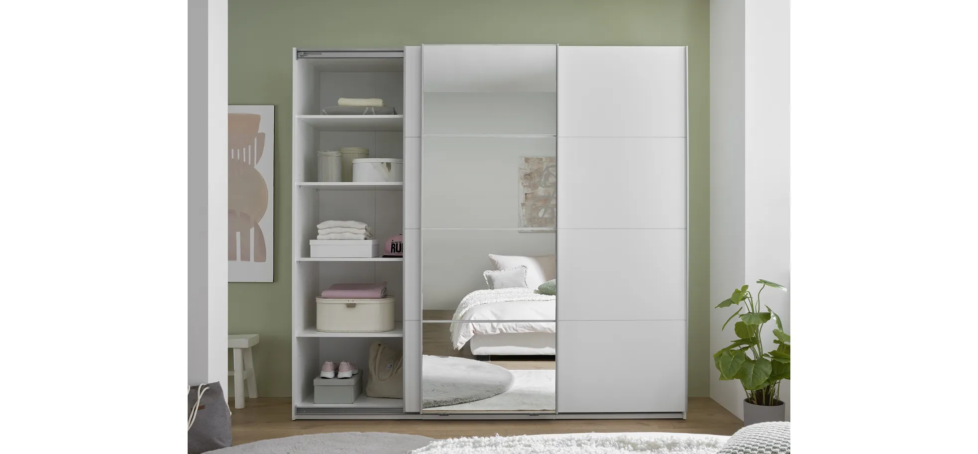 Schwebetürenschrank, weiß - MyStyle 3056