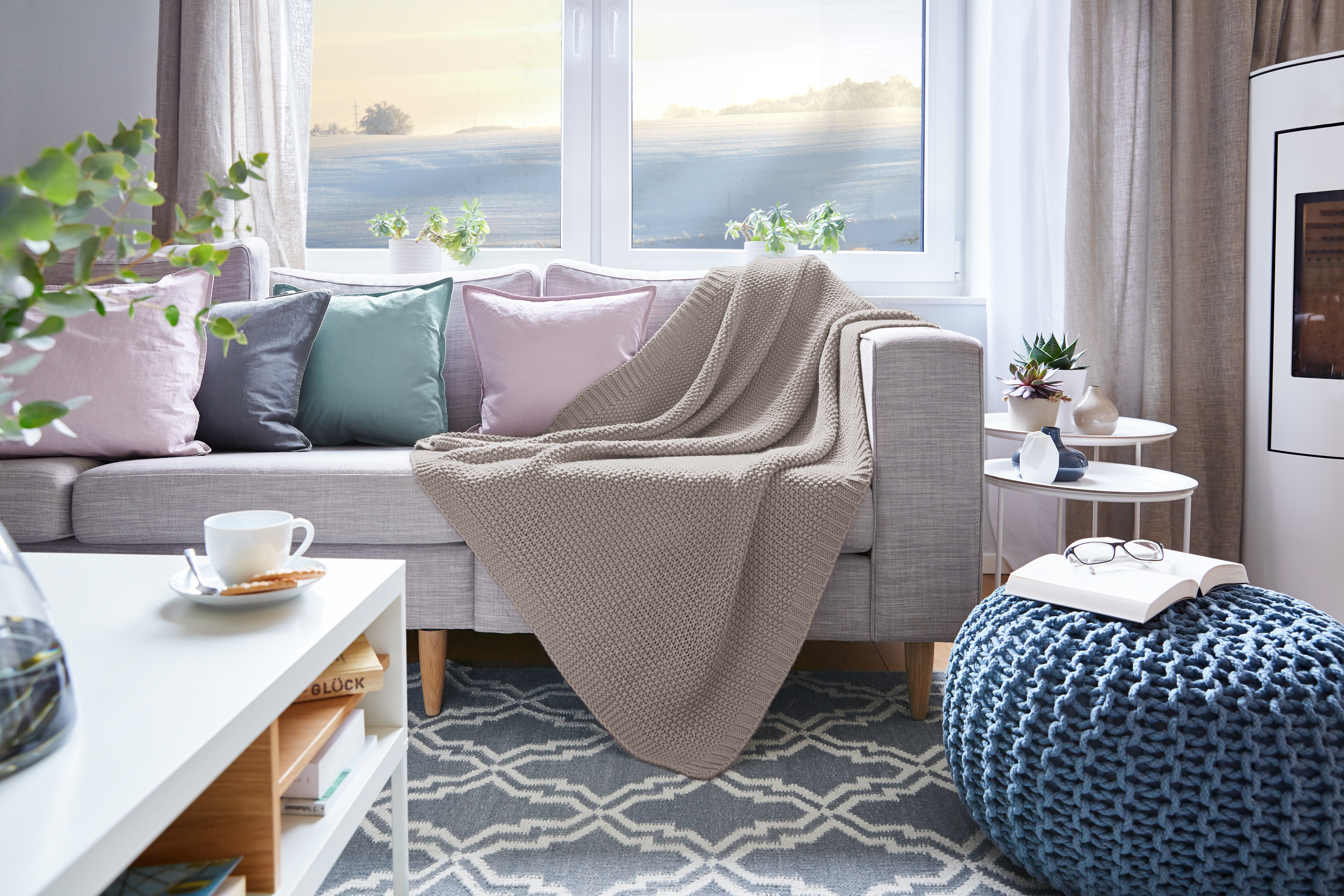 Wohndecke, Strick - 130x170 cm, natur