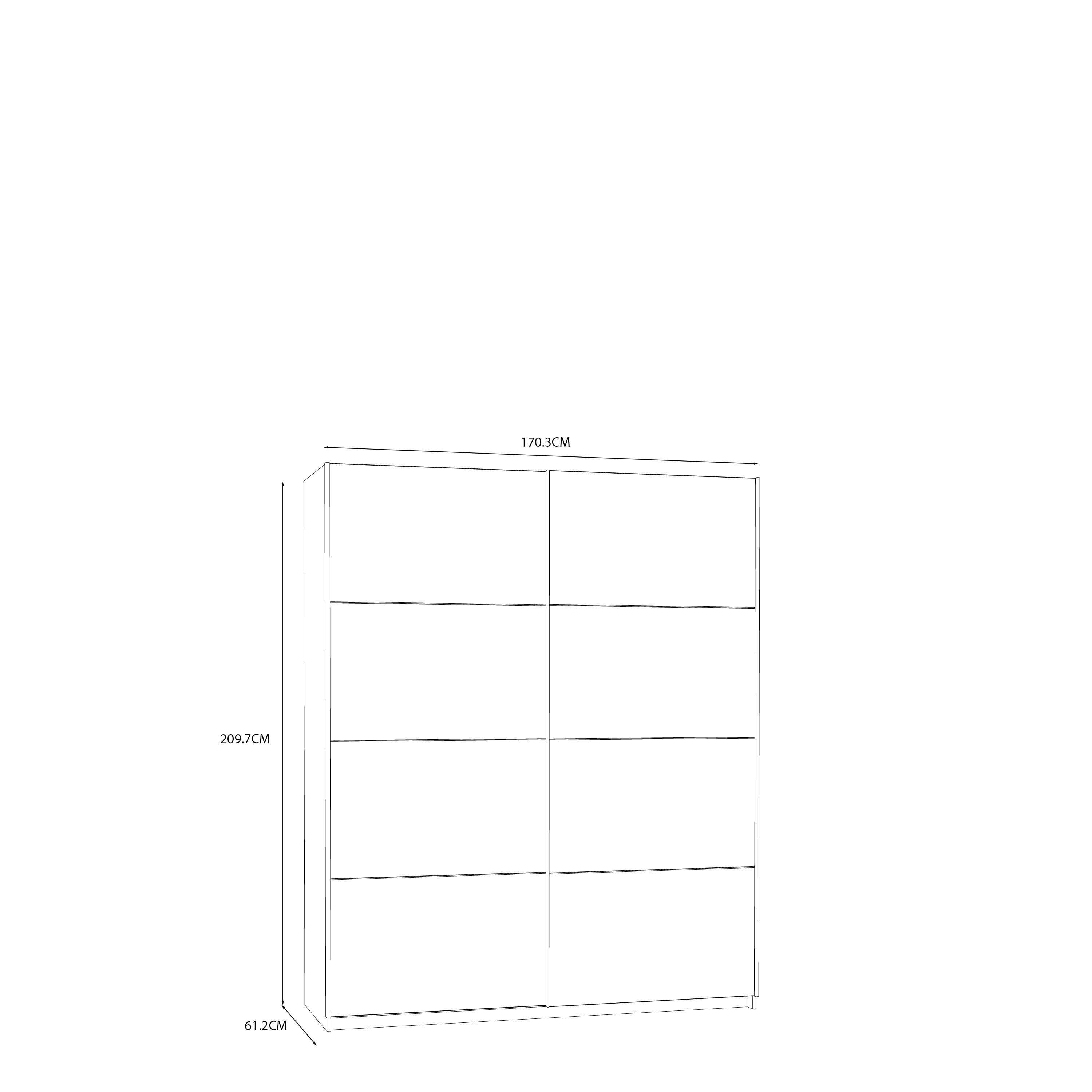 Schwebetürenschrank, 170x210, Front Hgl. - FREINSHEIM