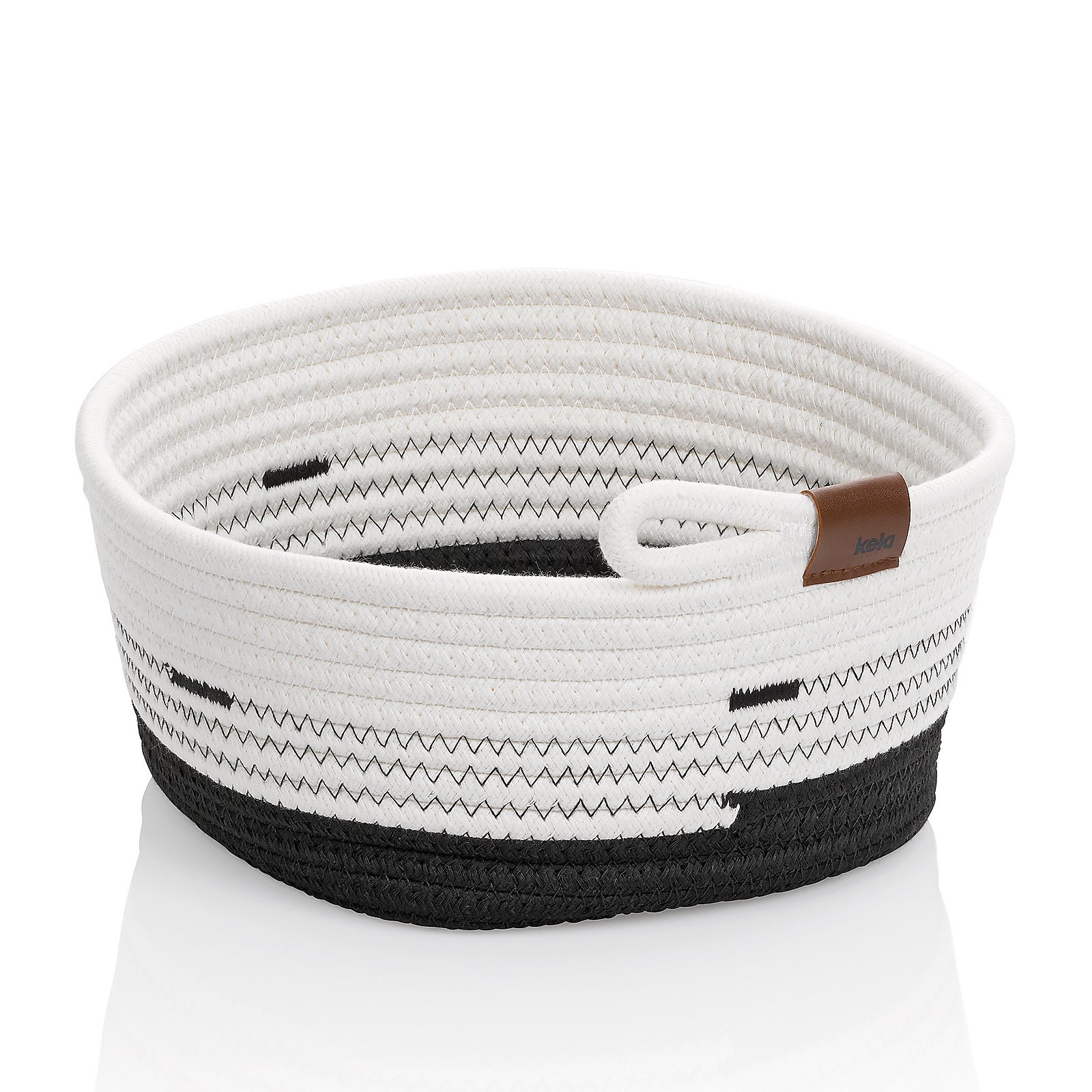 Korb Hedda 25x12x25 cm - Baumwolle/Polyester Mischung weiß-schwarz