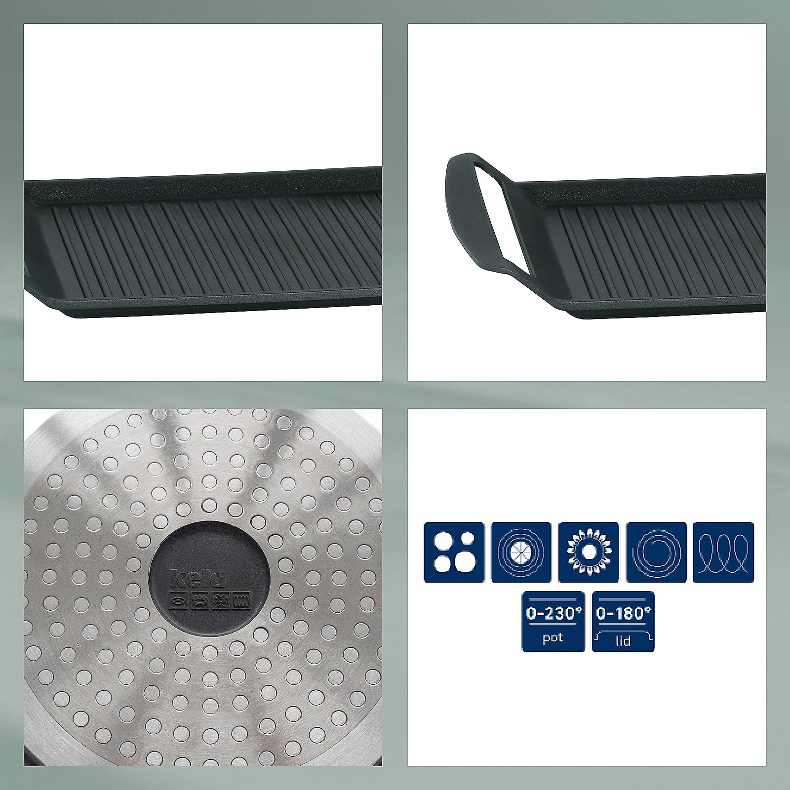 Grillplatte Kerros 24x4x30 cm - Aluguss schwarz