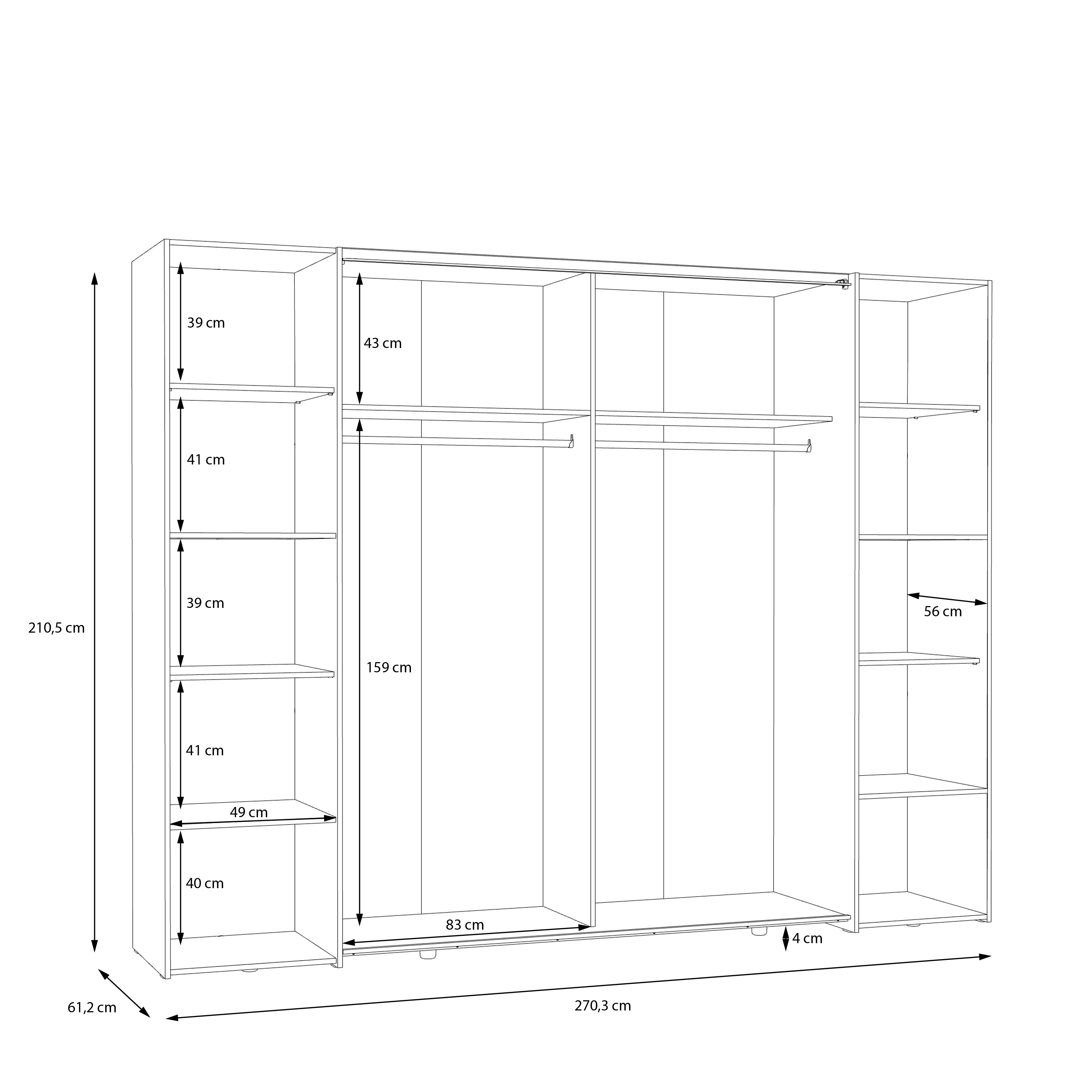 Kleiderschrank, Eiche, Salbei - Fahda