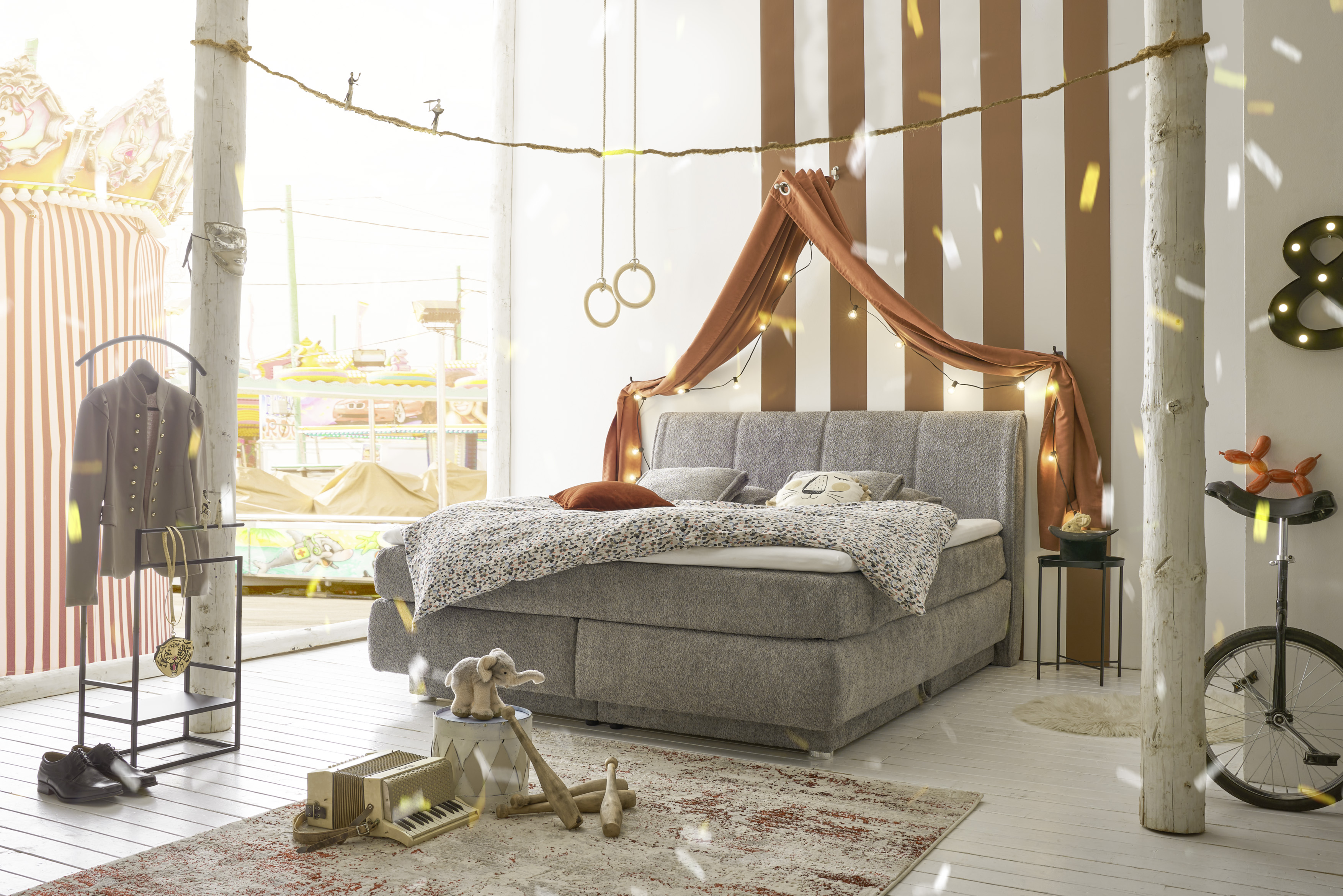 Boxspringbett, Mittelgrau - Jillian