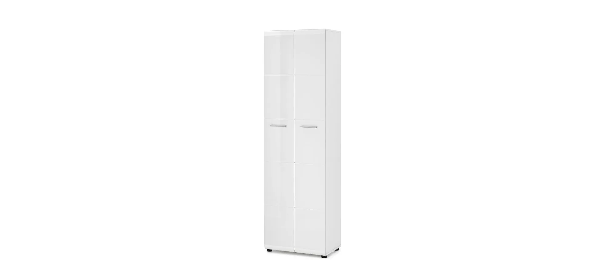 Garderobenschrank- Weiß, Weiß, Hochglanz