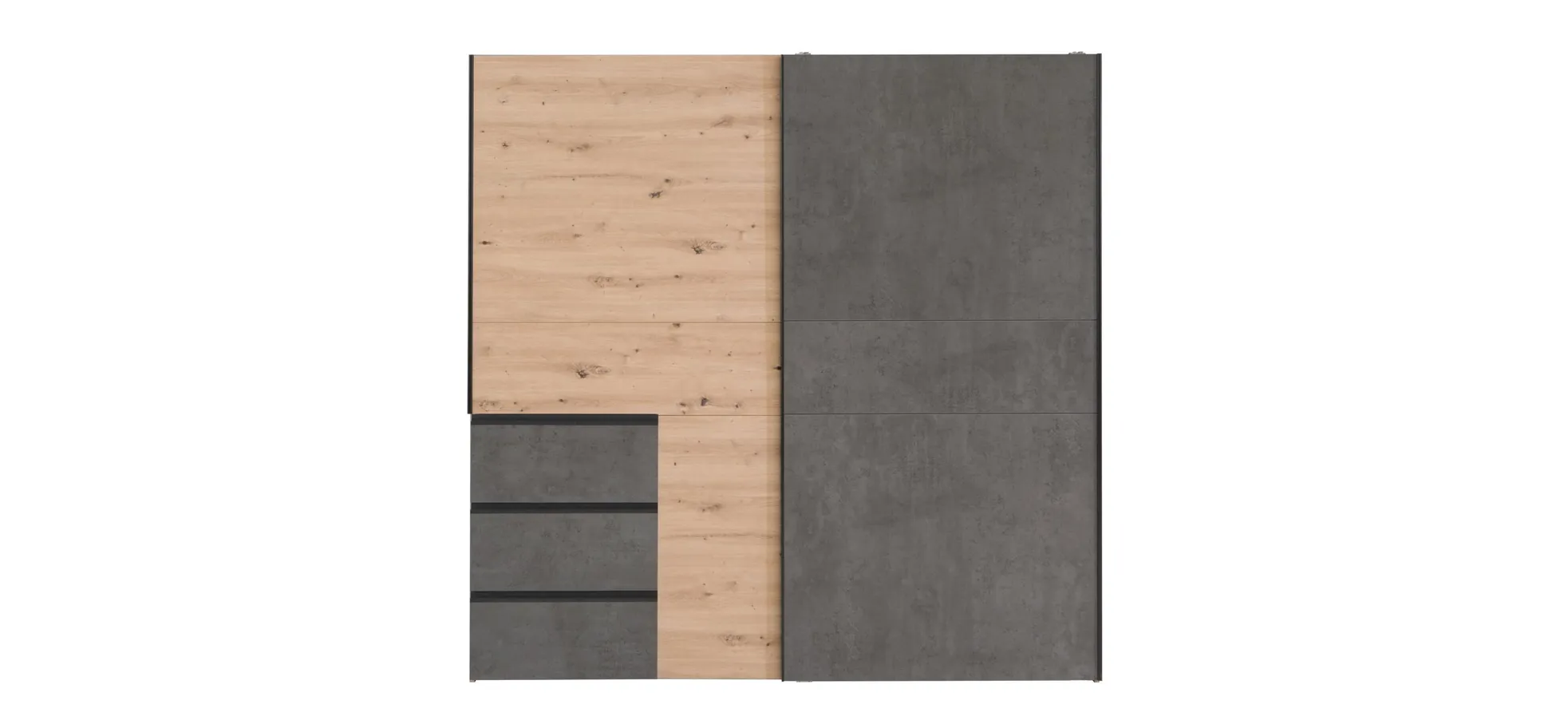 Schwebetürenschrank, Artisan Eiche, dunkelgrau - Fjolla