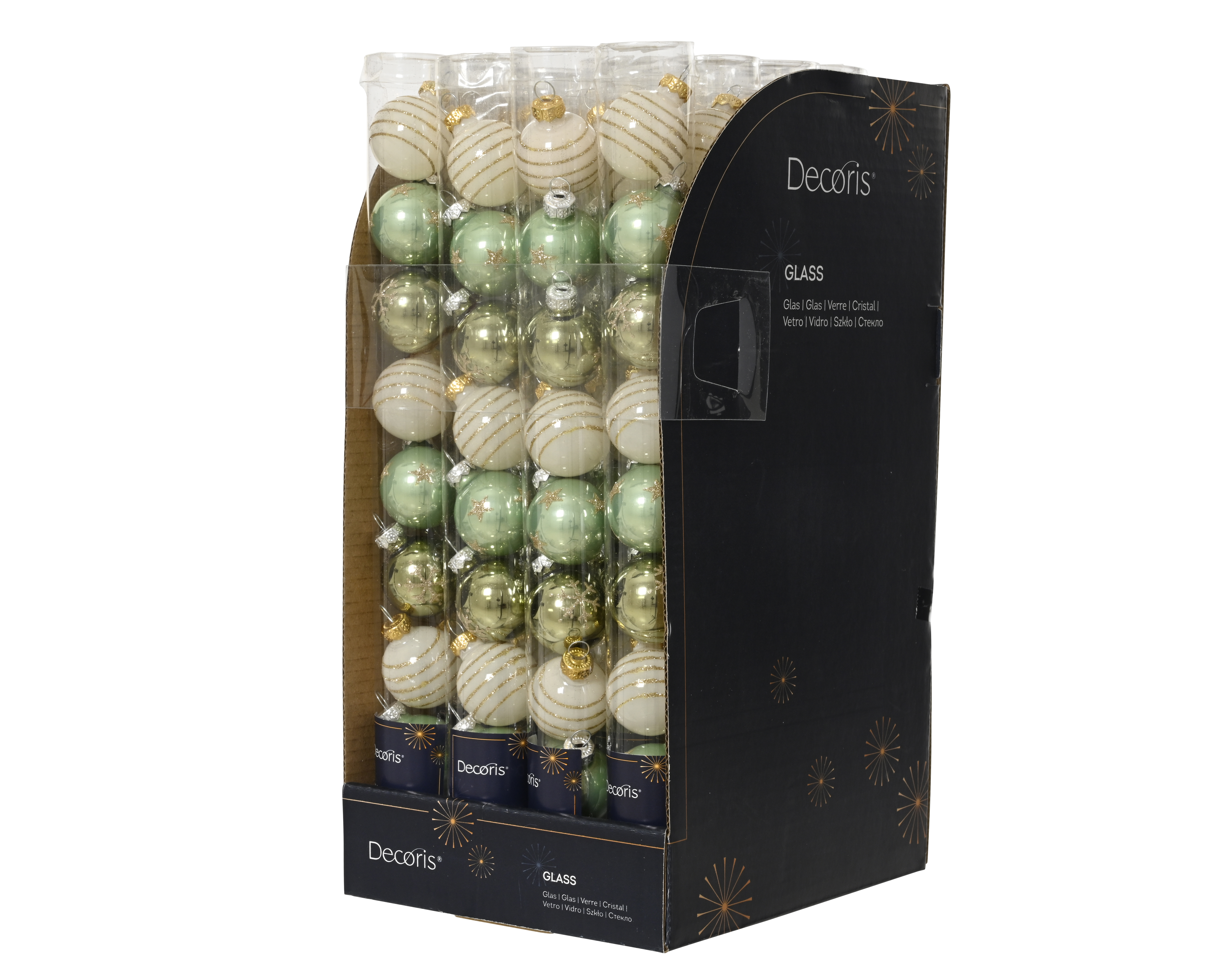 Kugelset 9-er - grün m/andere Farbe(n), Glas, Ø3cm