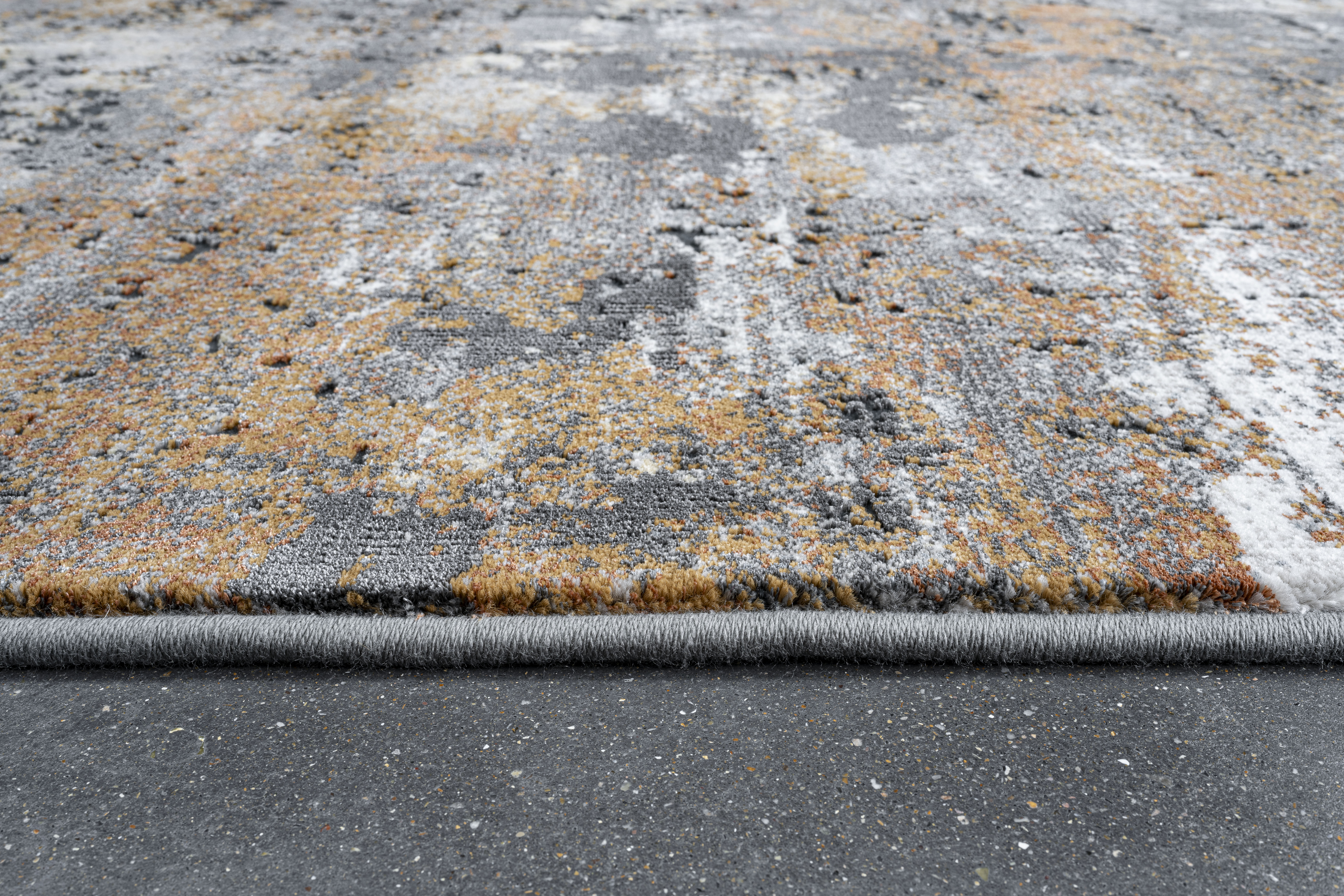 Webteppich, grau-gold-orange, 133x195 cm - Ranyon