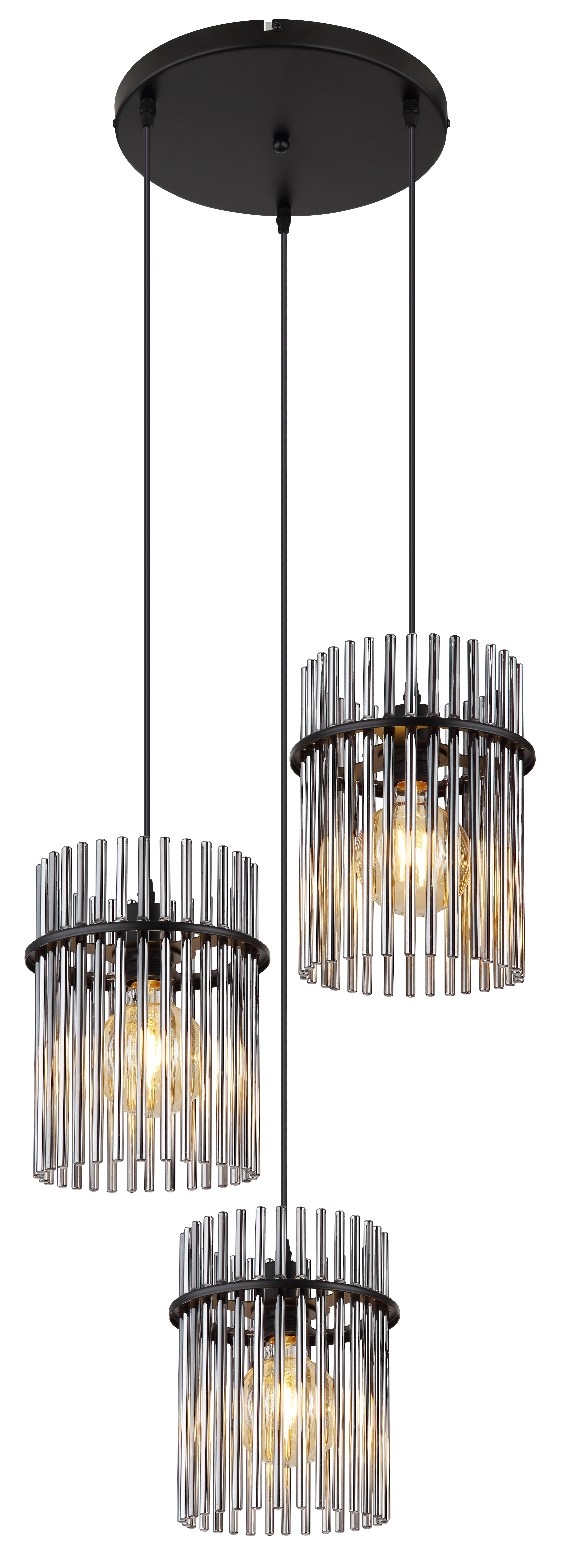 Pendelleuchte GORLEY - 3xE27, Metall schwarz matt, Ø47x140cm