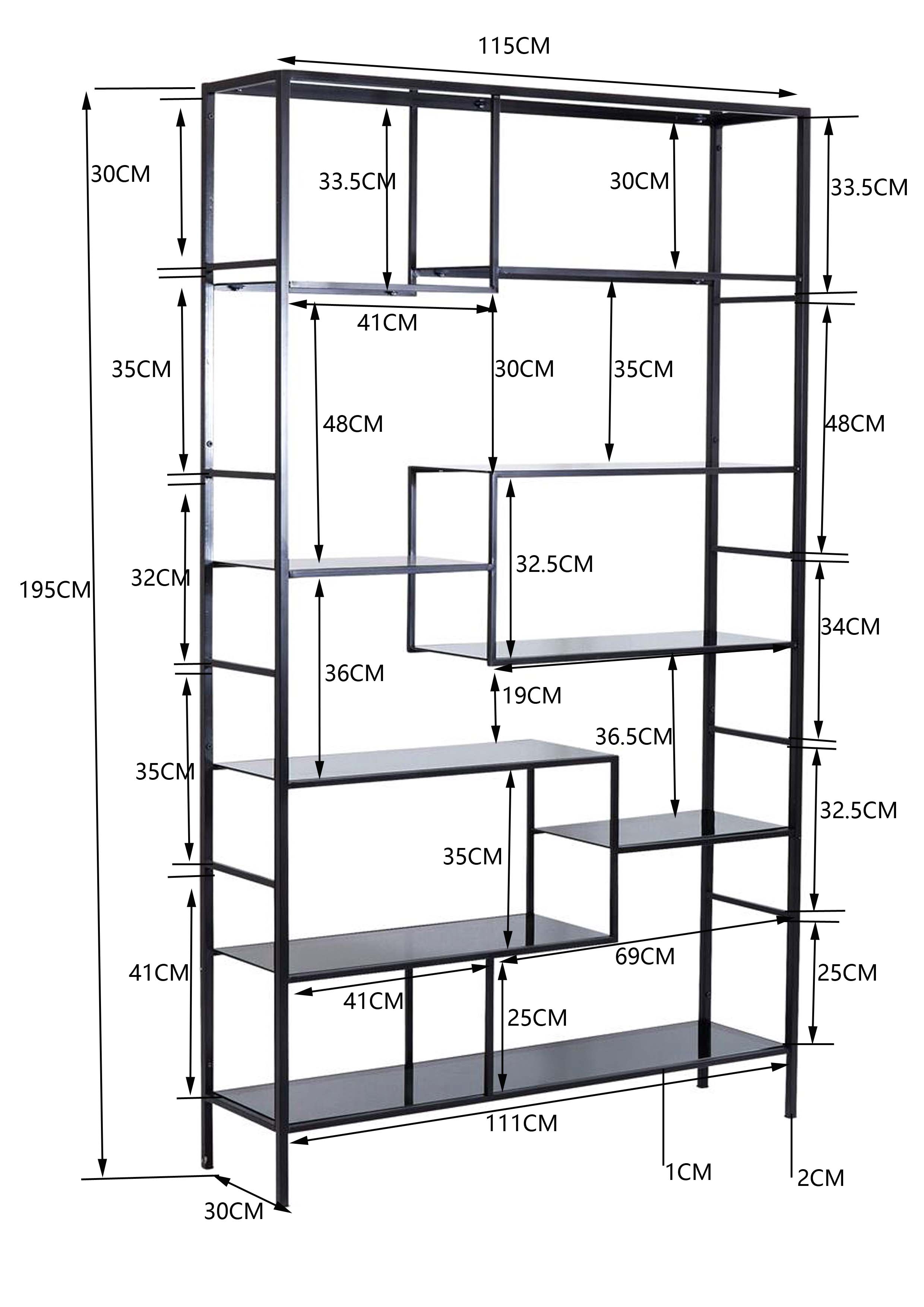 Regal Loft, schwarz, Rahmen Stahl  - Möbel