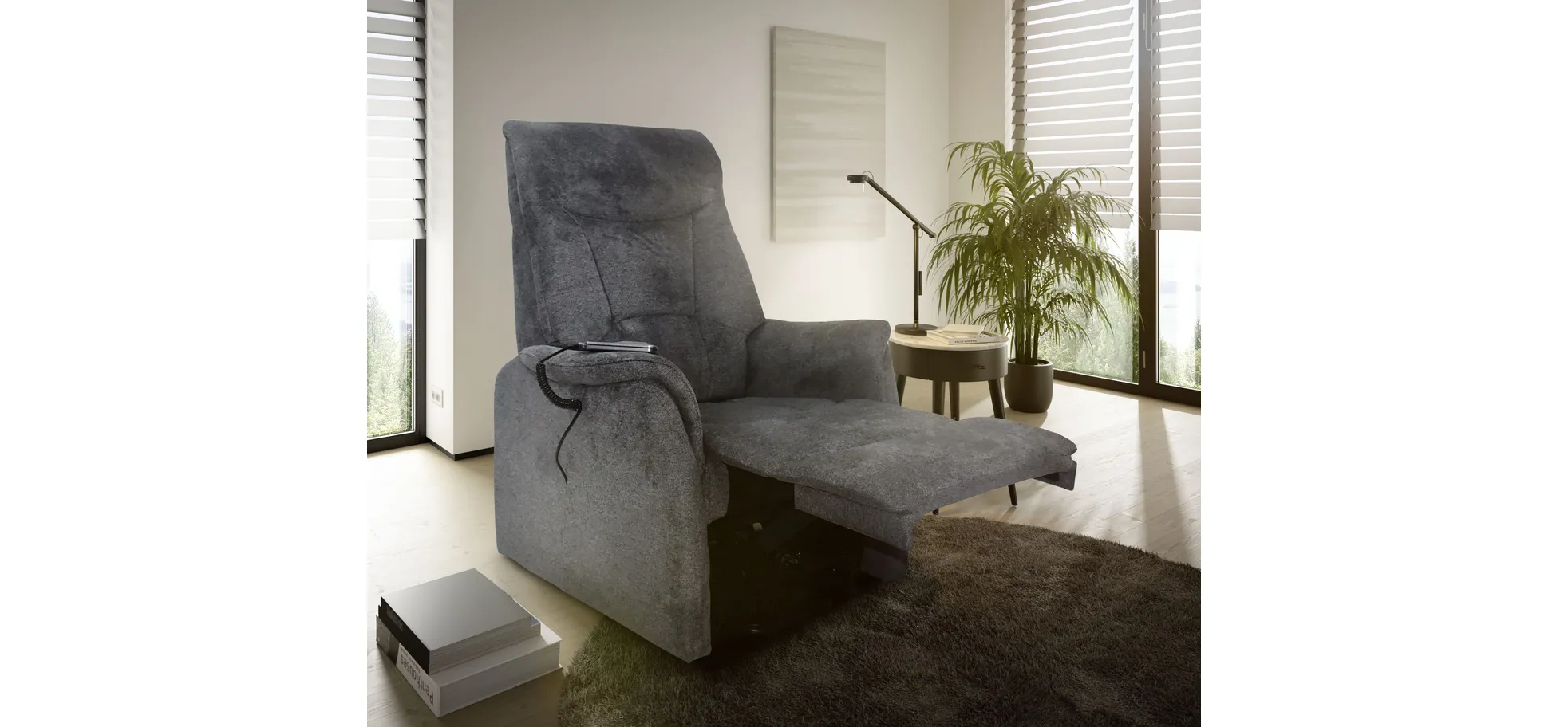 Fernsehsessel, dunkelgrau, 2-motorisch - Mailo