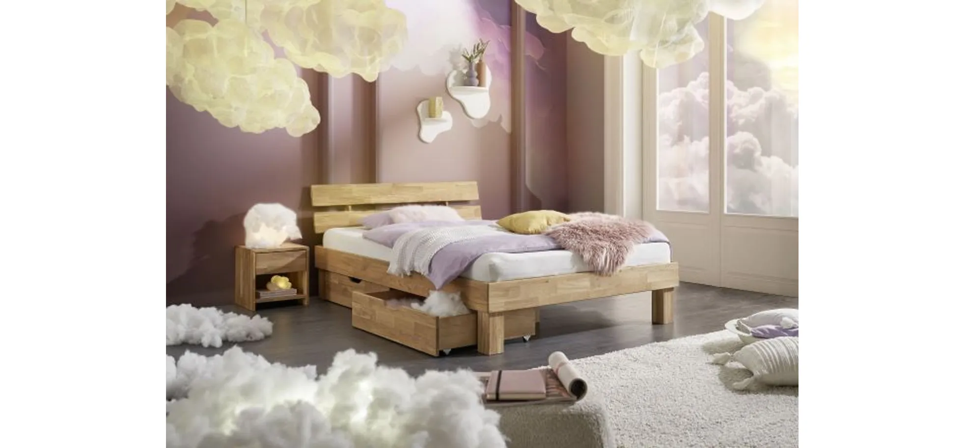 Bettgestell, Wildeiche massiv geölt - Erasmo