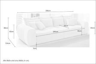 Mega-Sofa Janni,Federkernpolsterung - Federkernpolsterung, Inkl. 10 Kissen