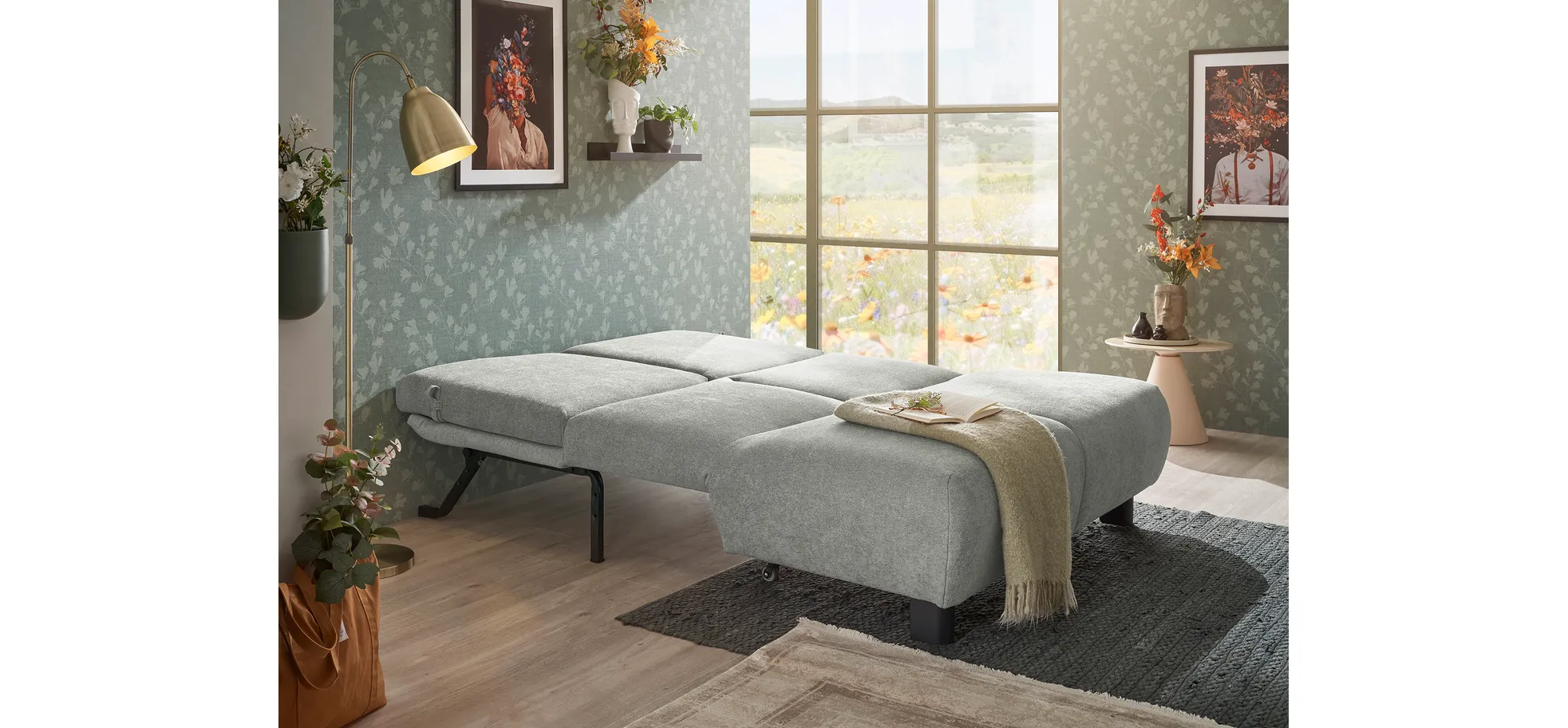 Faltsofa EBBY - 2-Sitzer ohne Armlehne, 140 cm inkl. Schlaffunktion/Relaxfunktion, Stoff, Grau Faltsofa EBBY - 2-Sitzer ohne Armlehne, 140 cm inkl. Schlaffunktion/Relaxfunktion, Stoff, Grau
