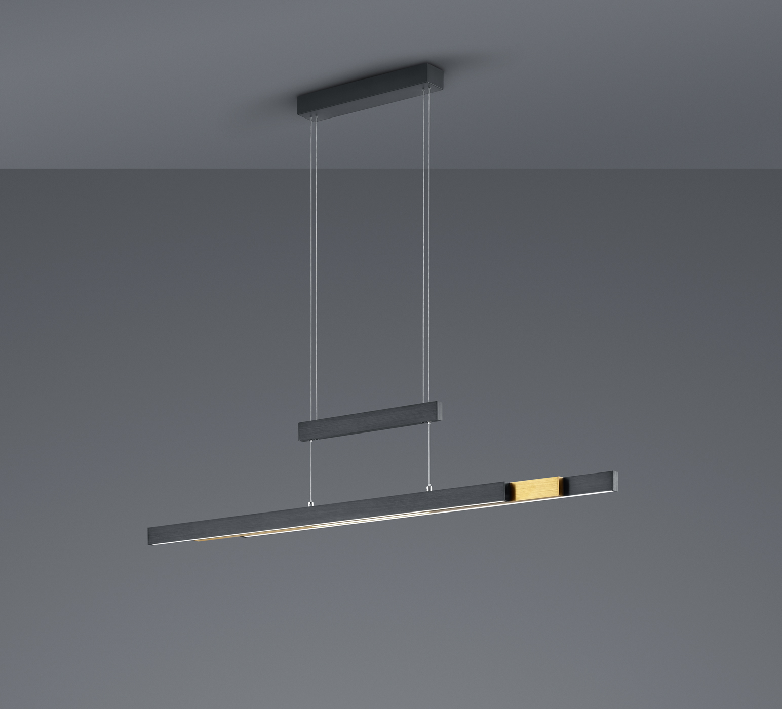 Pendelleuchte Trajan - 3flg., schwarz/messing, Breite: 95-151cm