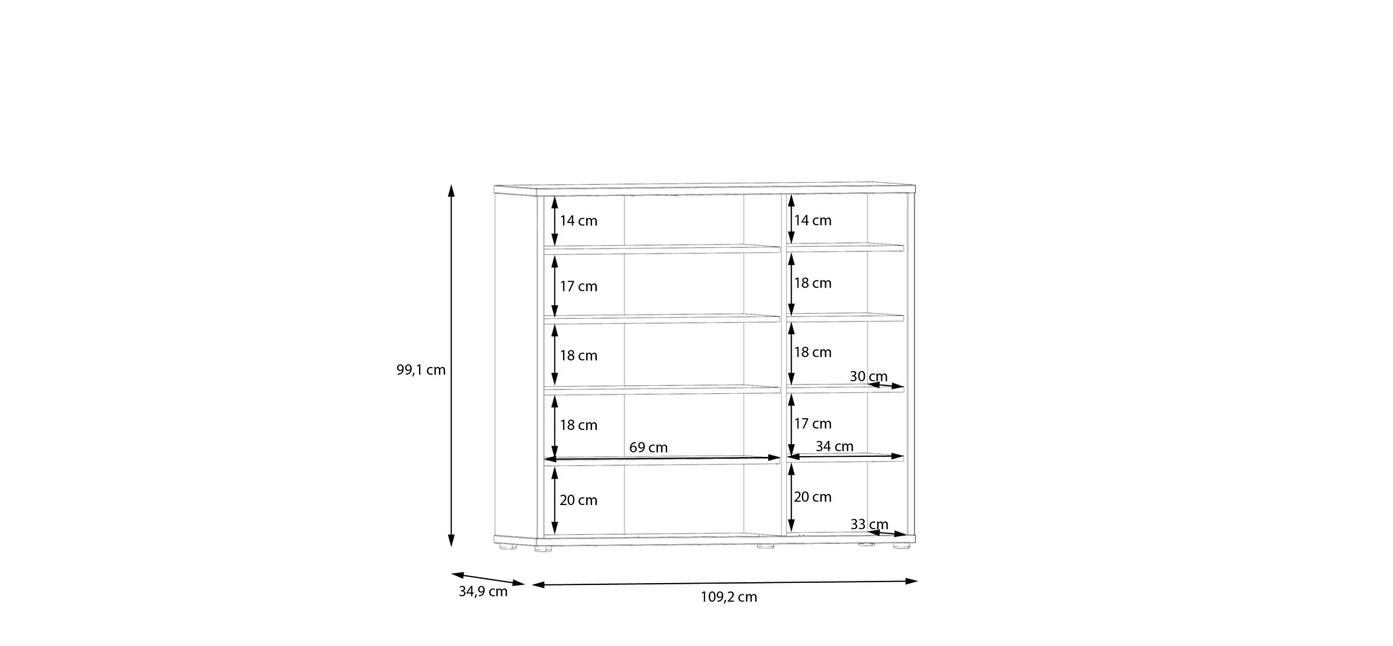Schuhschrank, Salbei, 3 Türen - Faid