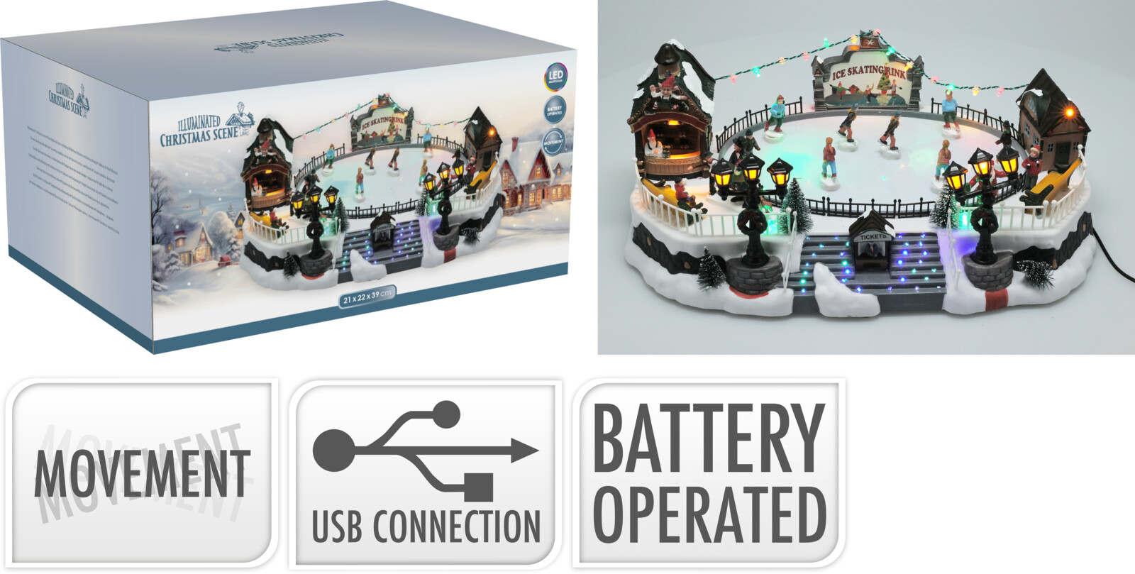 Weihnachtsszene LED - batteriebetrieb, 40cm