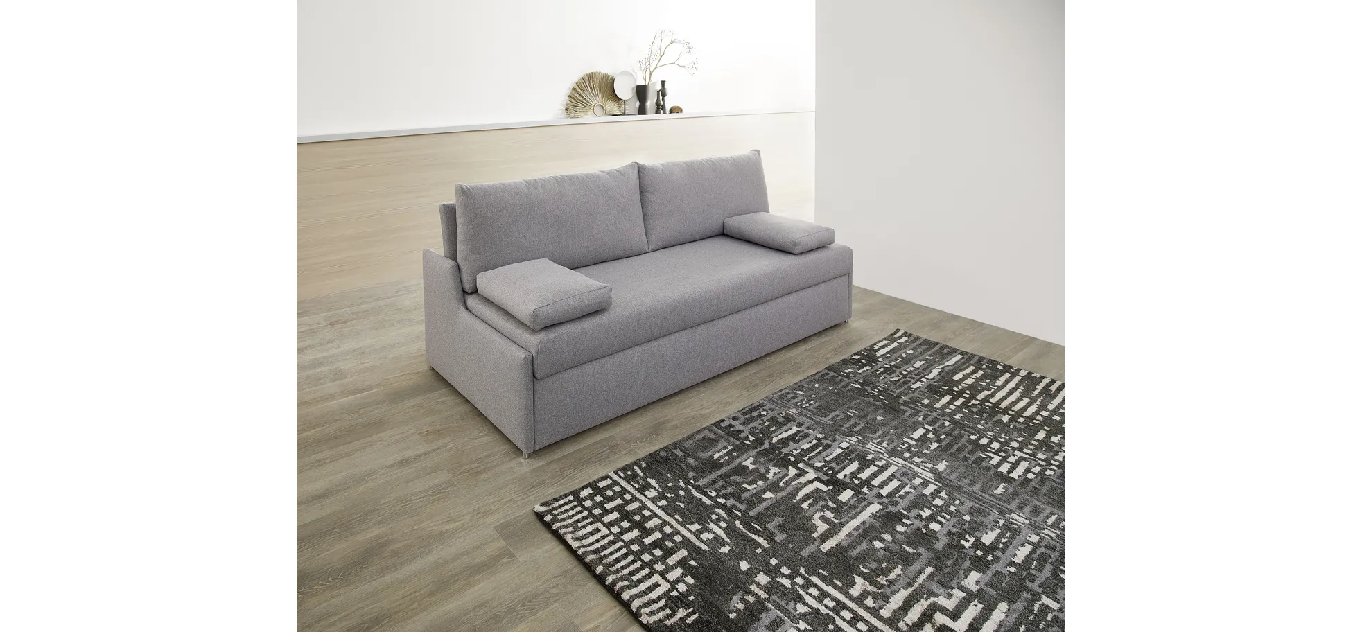 Sofa - 2-Sitzer, Schlaffunktion, Stoff, Grau