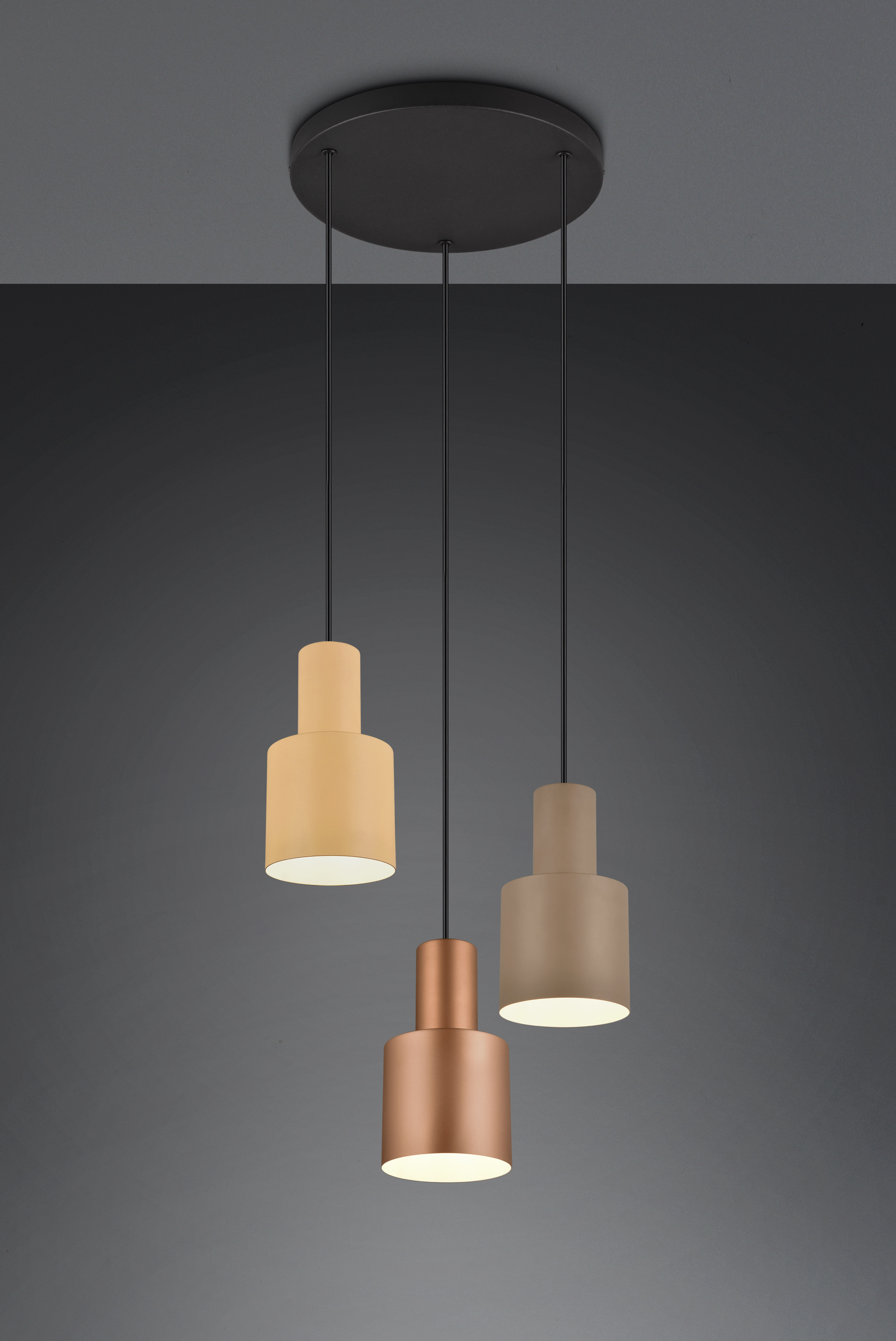 Pendelleuchte AGUDO - 3 Leuchtenschirme in Metall-Finish