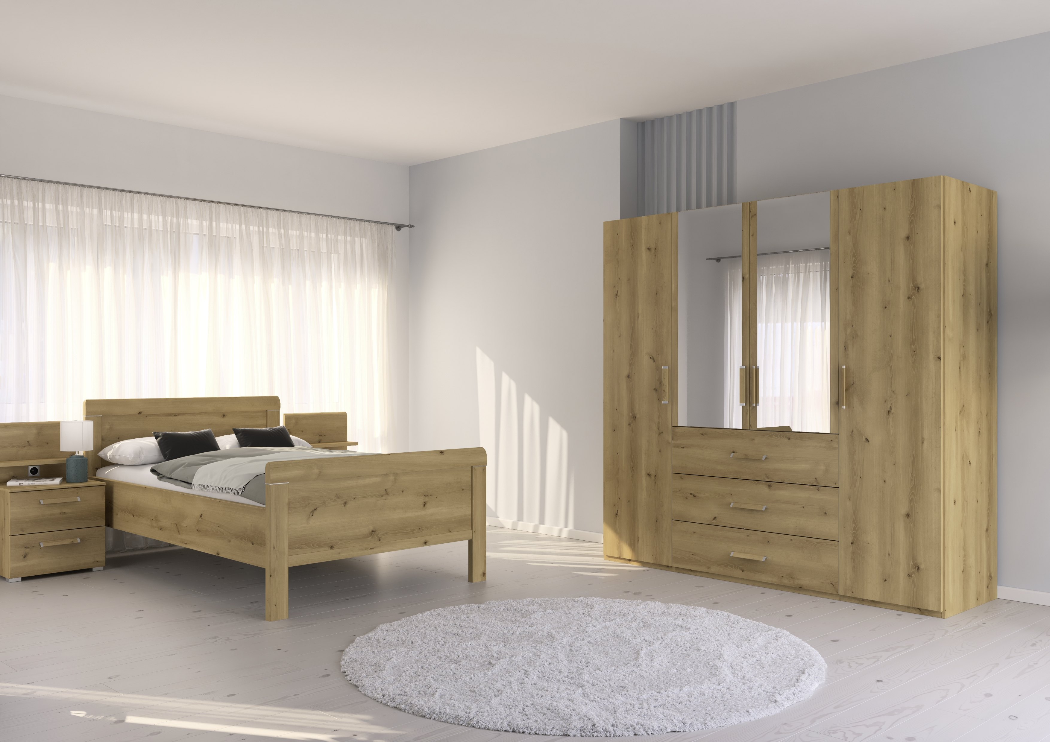 Kleiderschrank 4-türig, Asteiche - LS24 Sortino